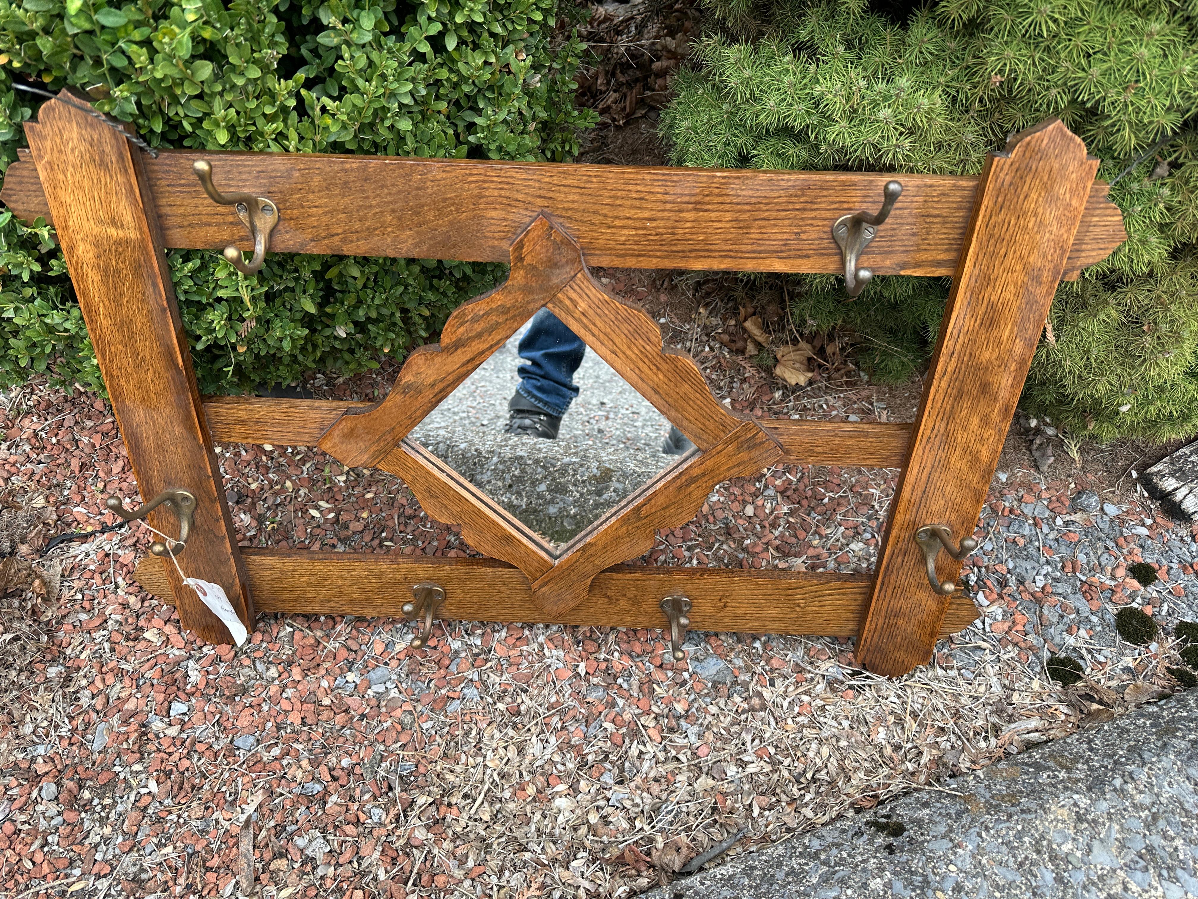 Antique A@C Coat Hanger with Mirror Stickley era W1732     SALE For Sale 5
