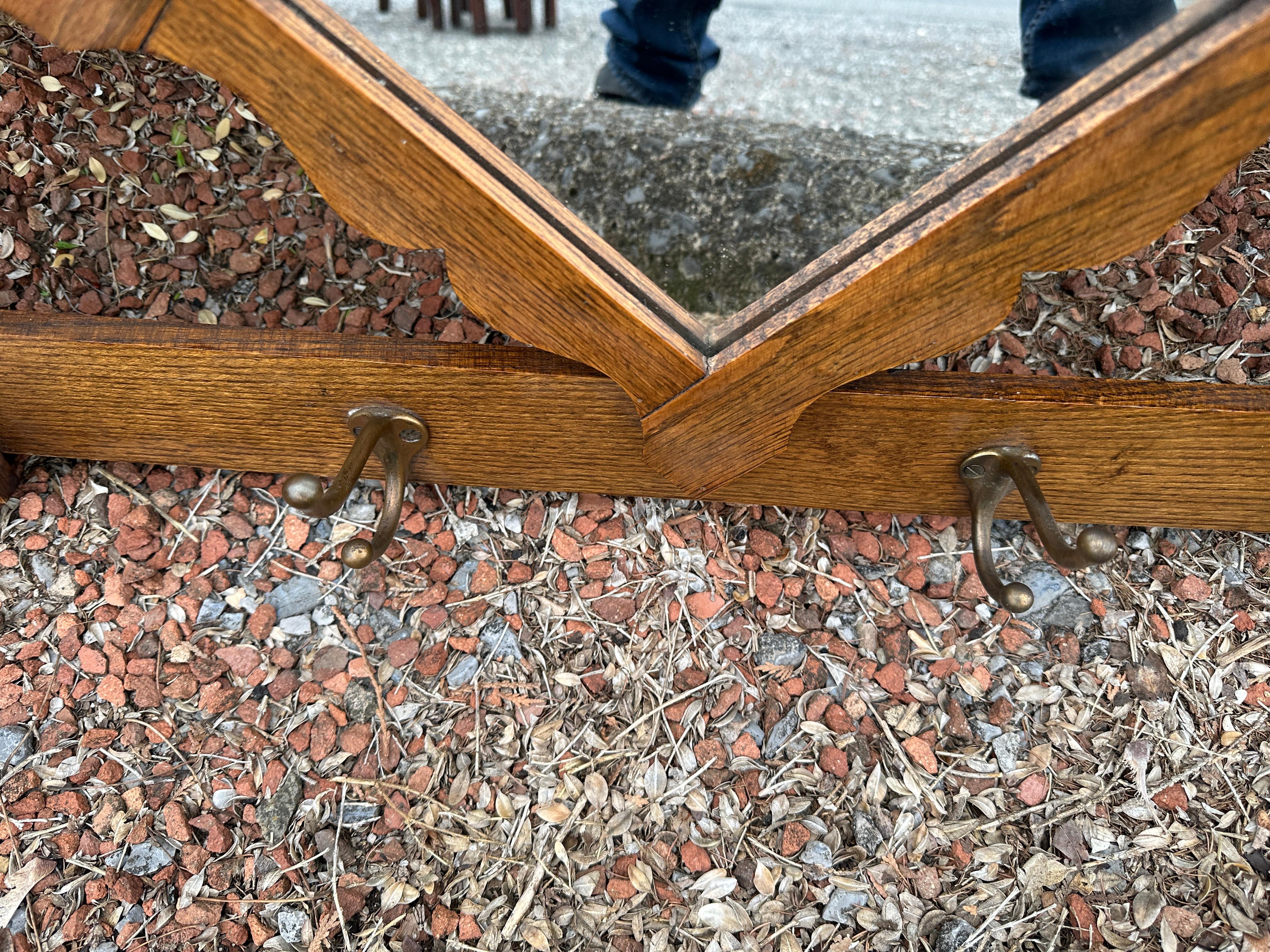 Antique A@C Coat Hanger with Mirror Stickley era W1732     SALE For Sale 3