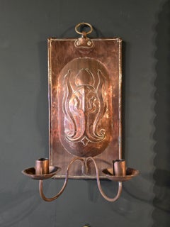 Antique Arts & Crafts Copper Candle Sconces