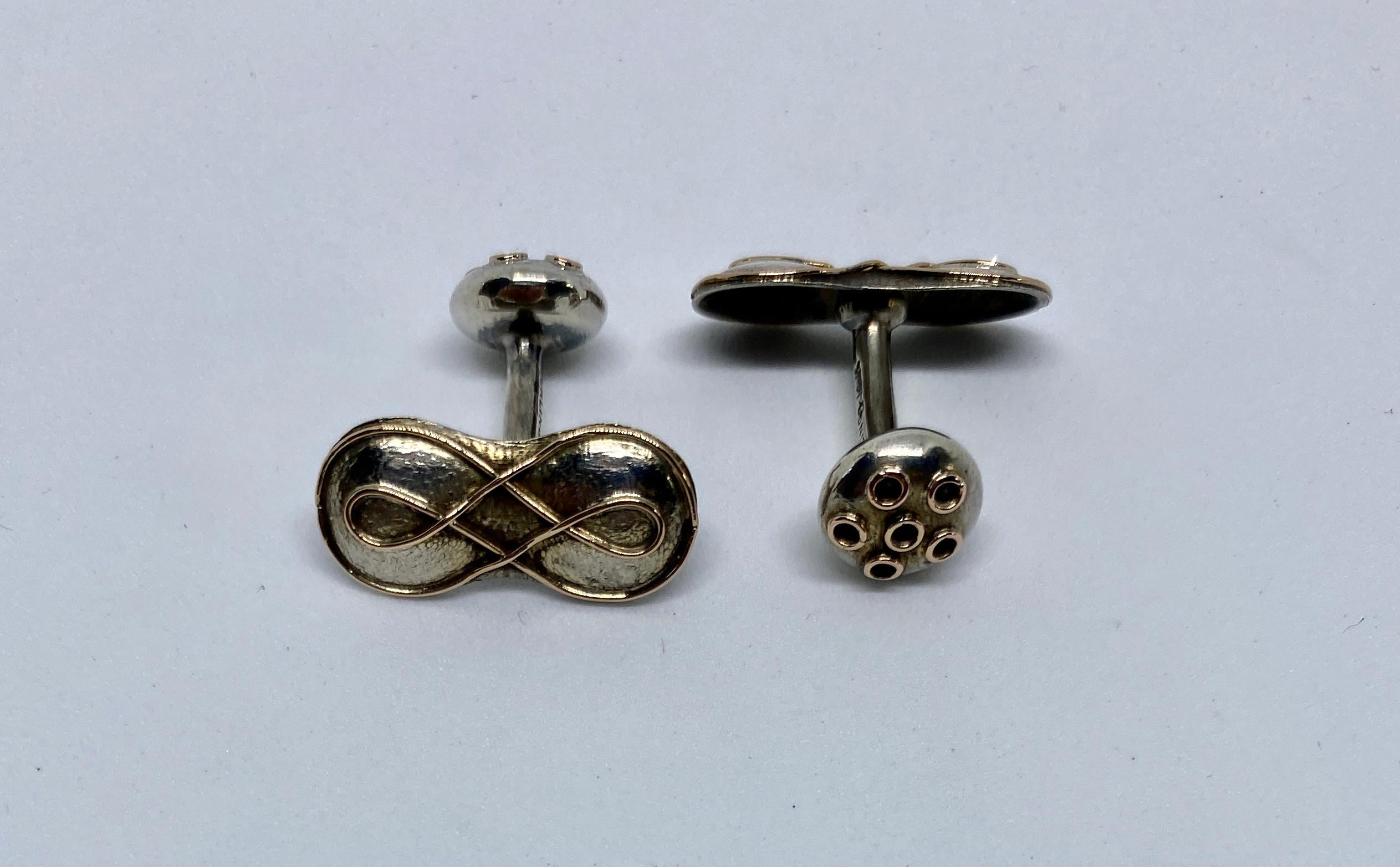 Arts and Crafts Antique Arts & Crafts Cufflinks in Sterling and Yellow Gold by George Shiebler