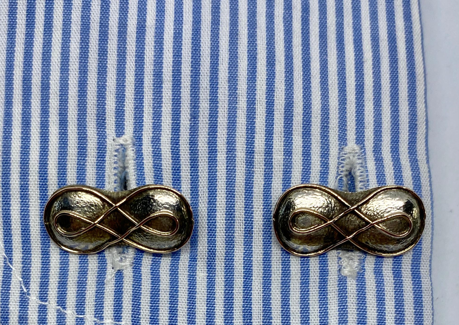 Antique Arts & Crafts Cufflinks in Sterling and Yellow Gold by George Shiebler 4