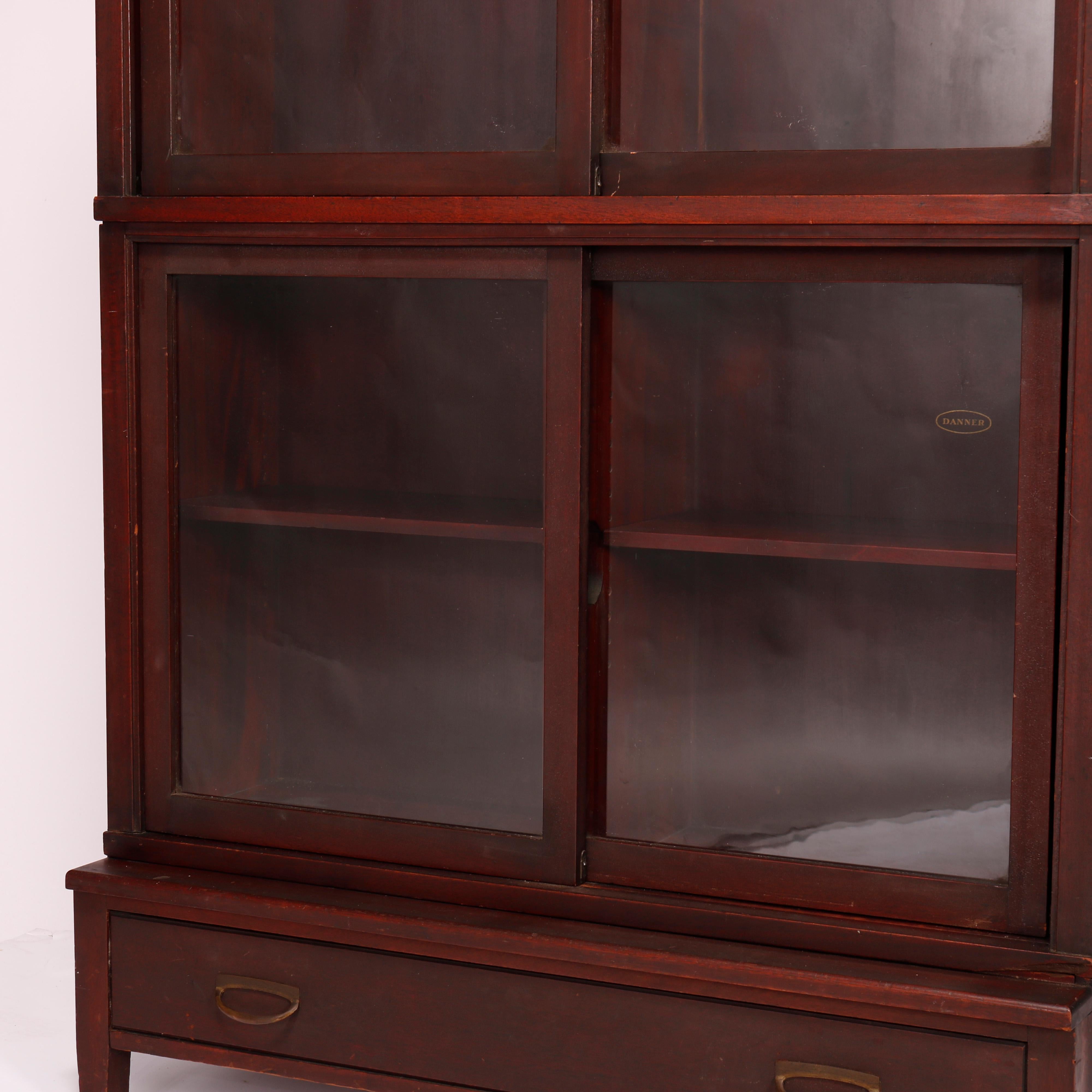 Antique Arts & Crafts Danner Mahogany Sliding Door Stack Barrister Bookcase 3