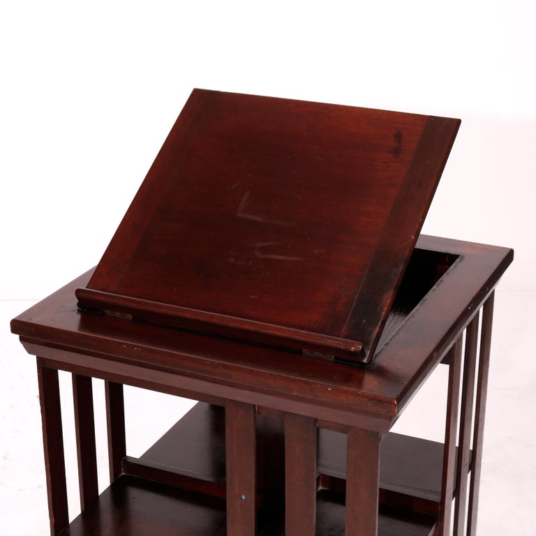 Antique Arts and Crafts Danner Revolving Mahogany Presentation Bookcase