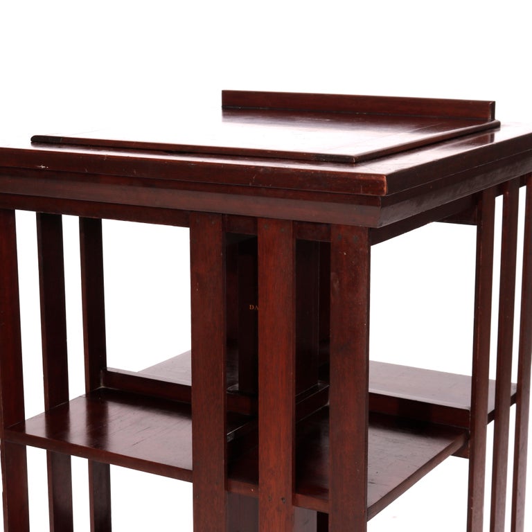 Antique Arts and Crafts Danner Revolving Mahogany Presentation Bookcase