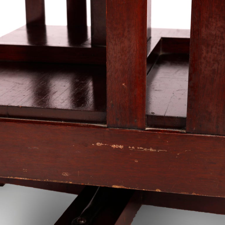 Antique Arts and Crafts Danner Revolving Mahogany Presentation Bookcase