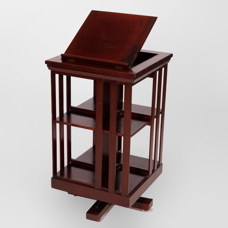 Antique Arts and Crafts Danner Revolving Mahogany Presentation Bookcase