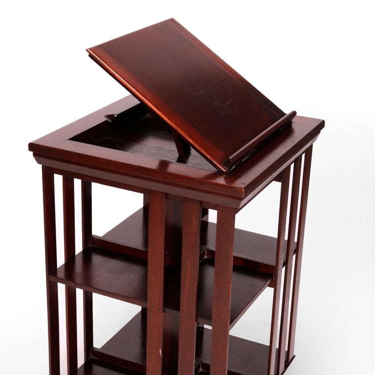 Antique Arts and Crafts Danner Revolving Mahogany Presentation Bookcase