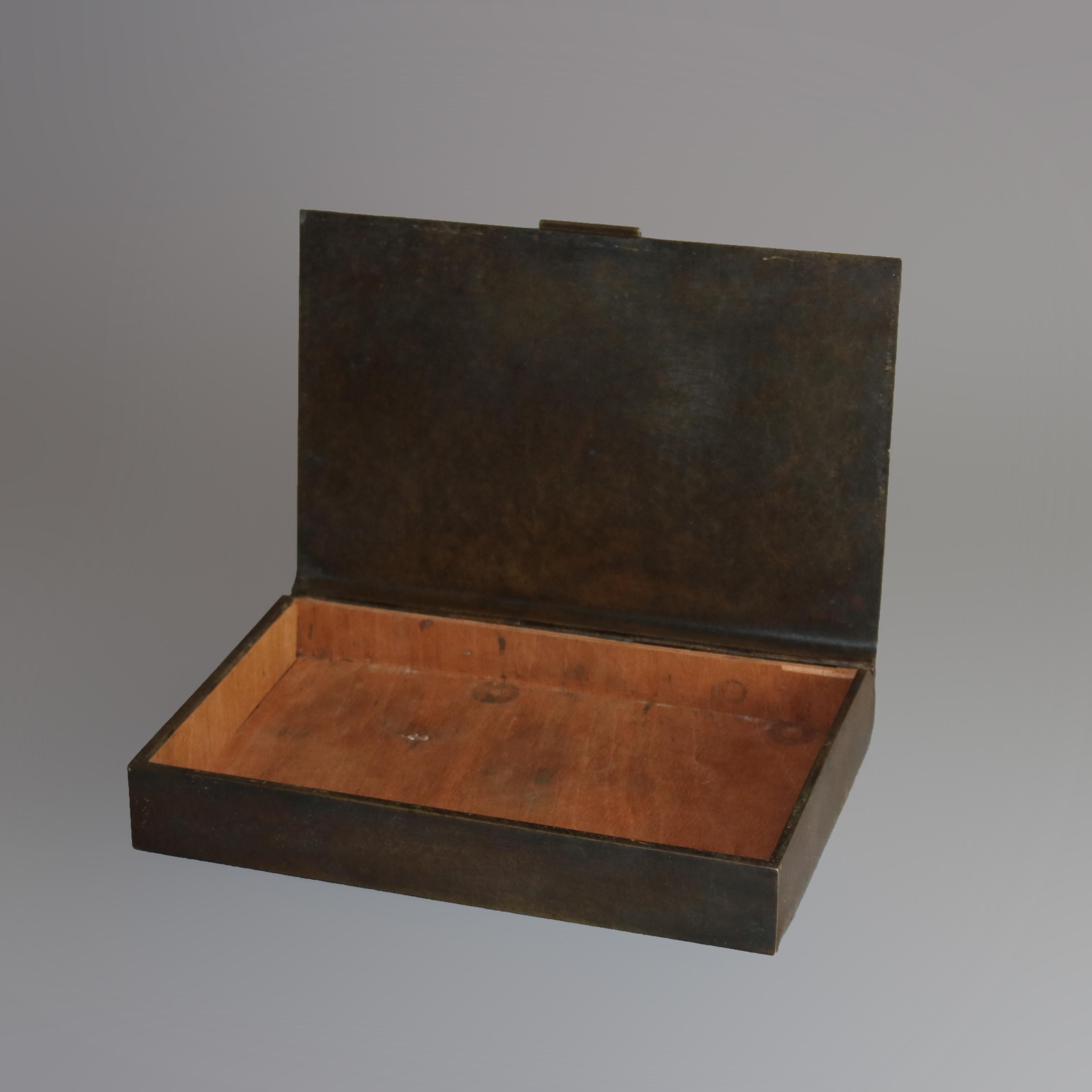 American Antique Arts & Crafts Dirk Van Erp Hammered Copper Box, Lined, circa 1910