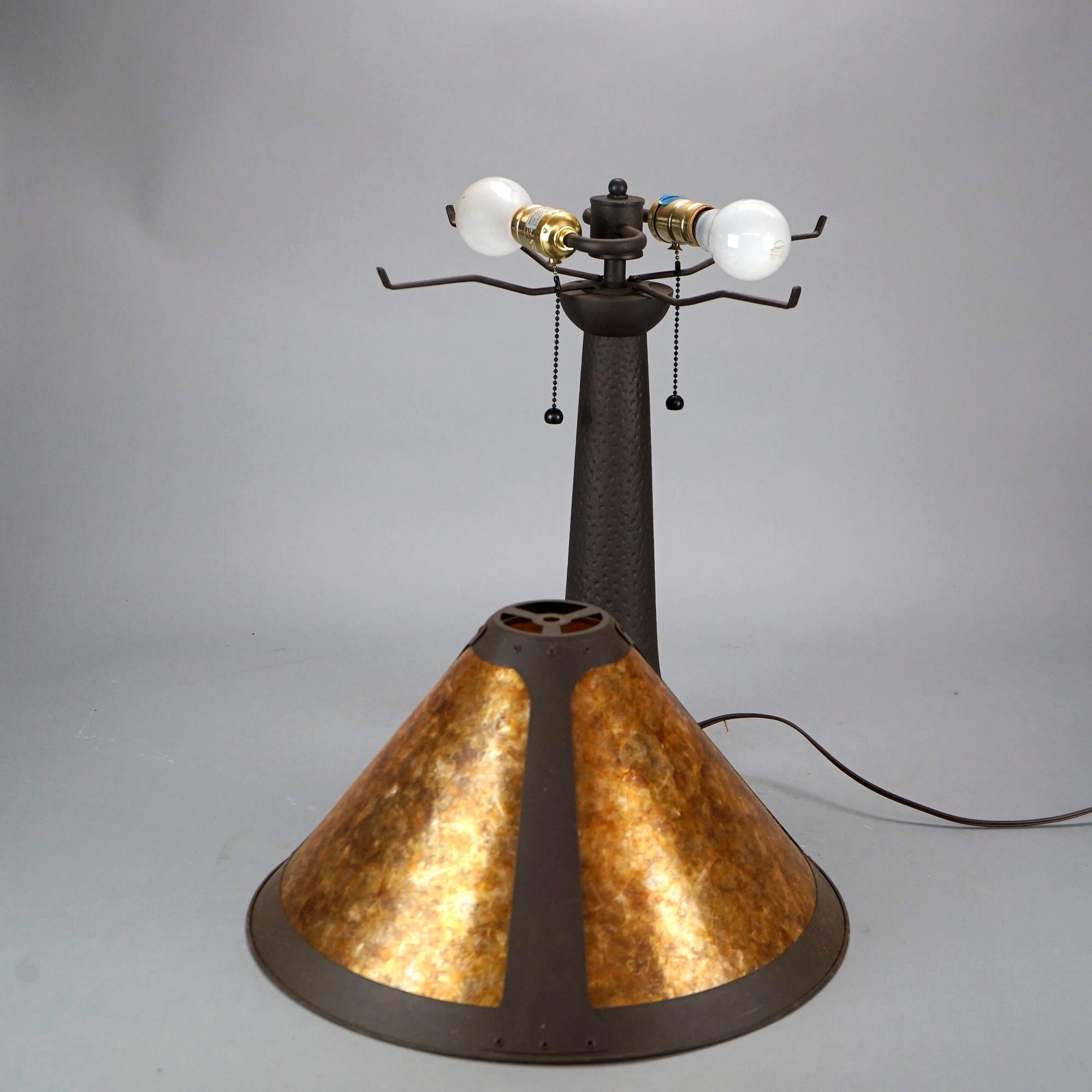 Antique Arts & Crafts Dirk Van Erp School Bronzed Metal Lamp & Mica Shade, C1920 7