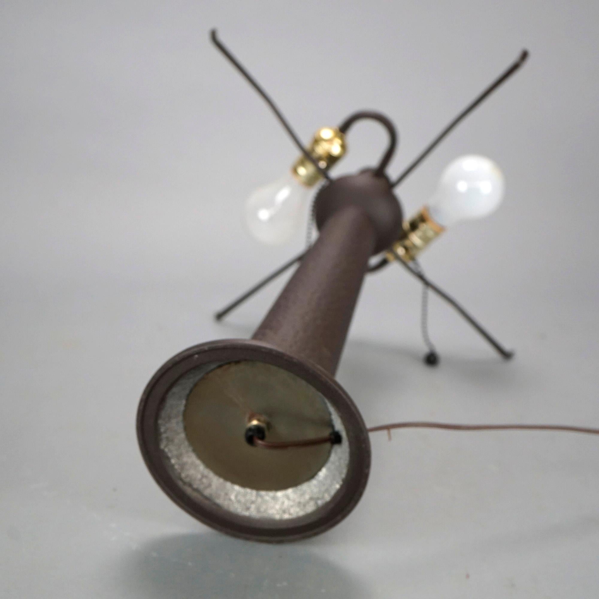 Antique Arts & Crafts Dirk Van Erp School Bronzed Metal Lamp & Mica Shade, C1920 10