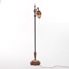 Antike Arts and Crafts-Stehlampe aus ebonisiertem und bronziertem Metall, um 1920