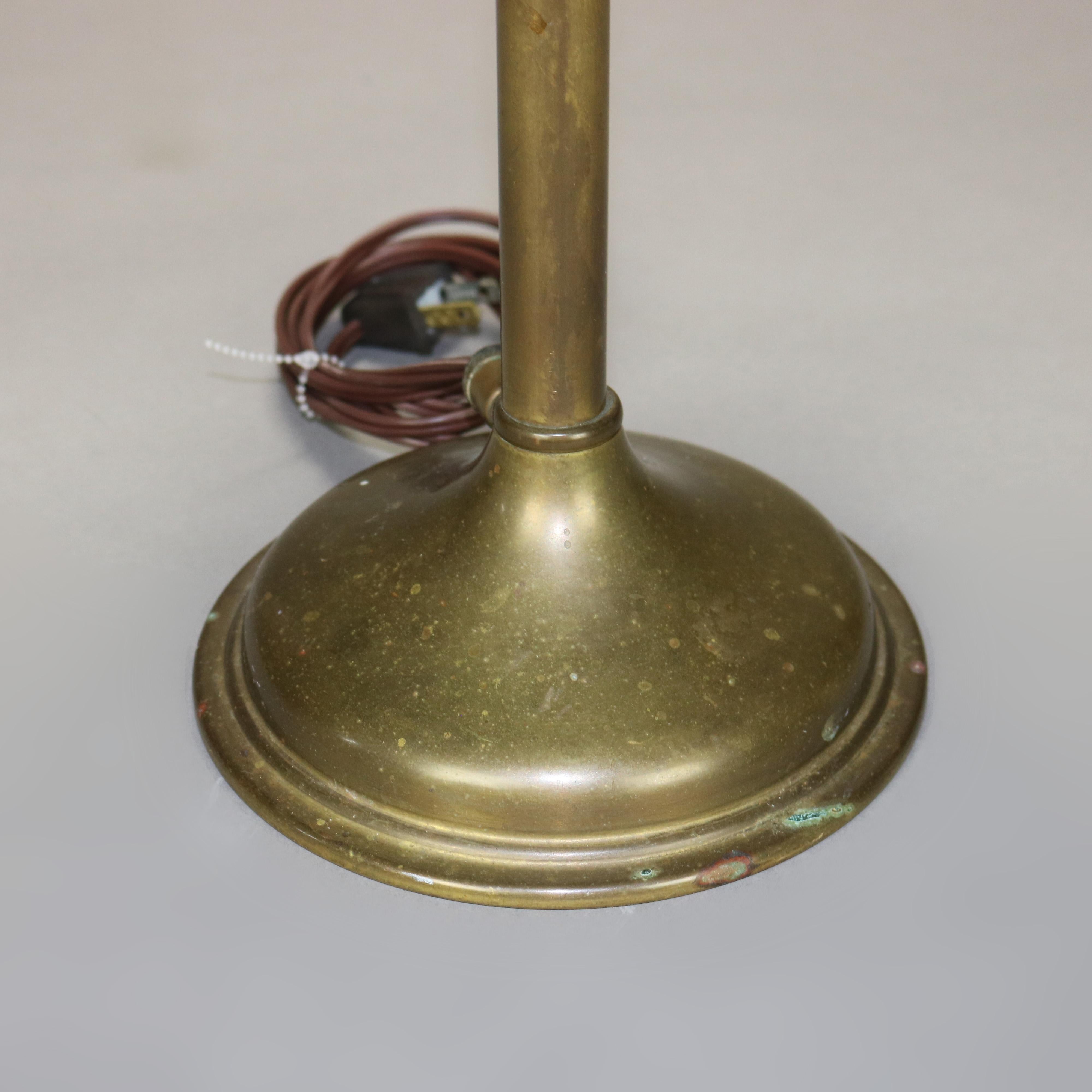 American Antique Arts & Crafts Emeralite Cased Green Glass Shade Table Lamp C1920