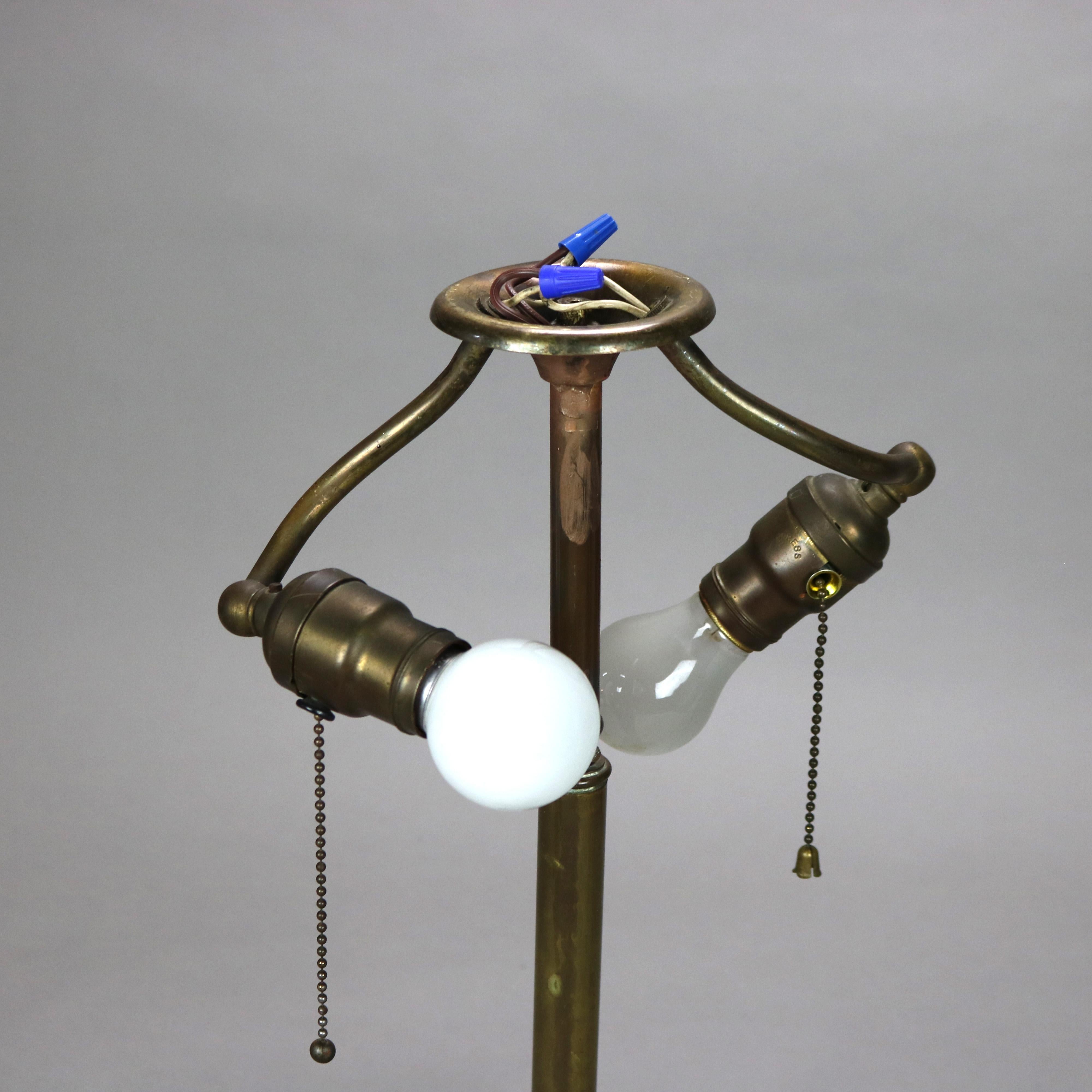 Antique Arts & Crafts Emeralite Cased Green Glass Shade Table Lamp C1920 3