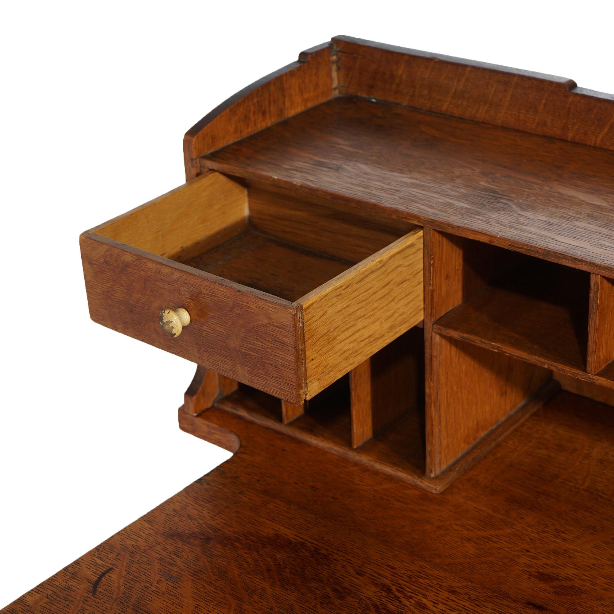 Antique Arts & Crafts English Liberty & Co. School Oak Post Card Desk c1910 11