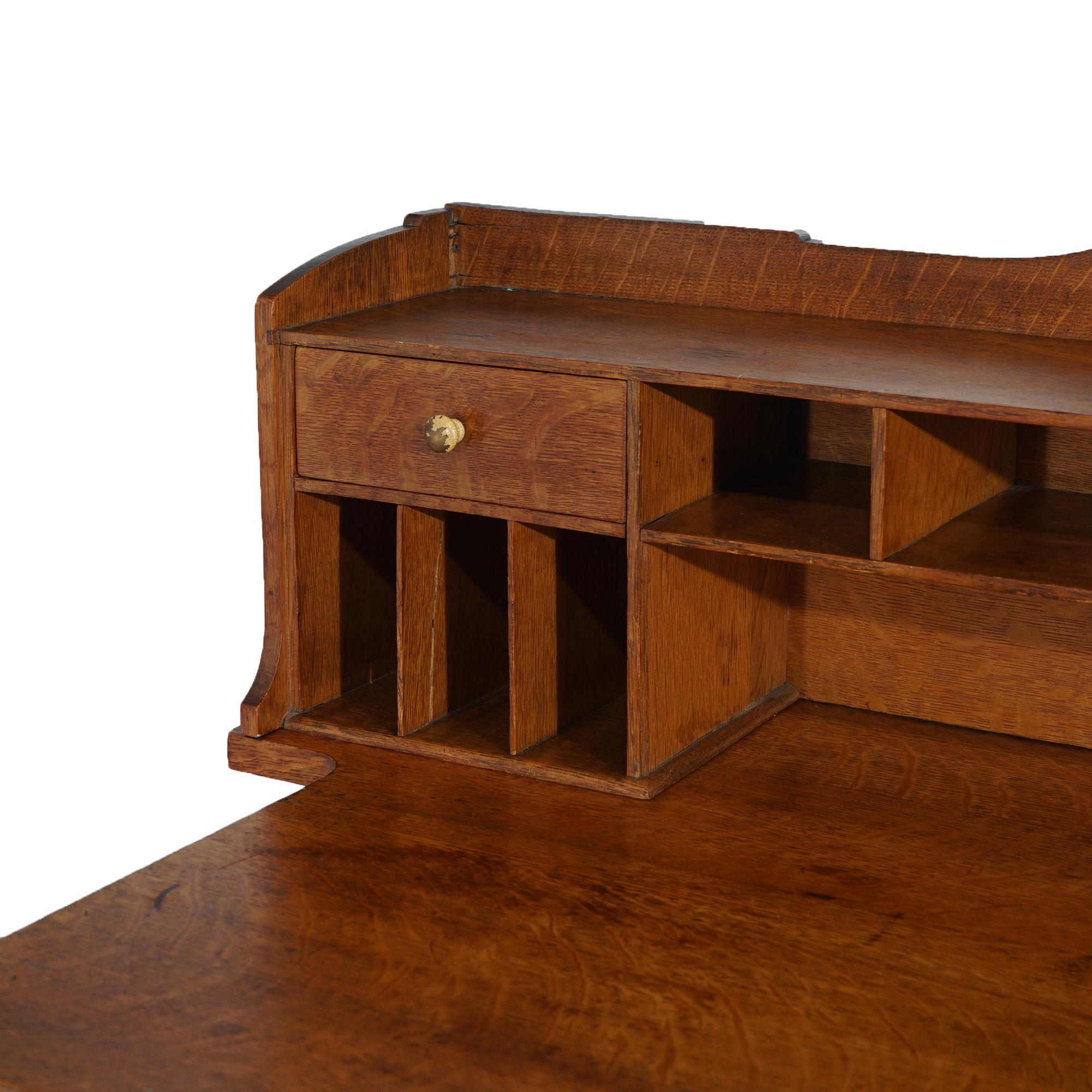 Antique Arts & Crafts English Liberty & Co. School Oak Post Card Desk c1910 For Sale 1