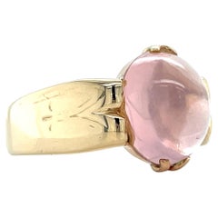 Antique Arts & Crafts Era Star Rose Quartz 14 Karat Yellow Gold Ring