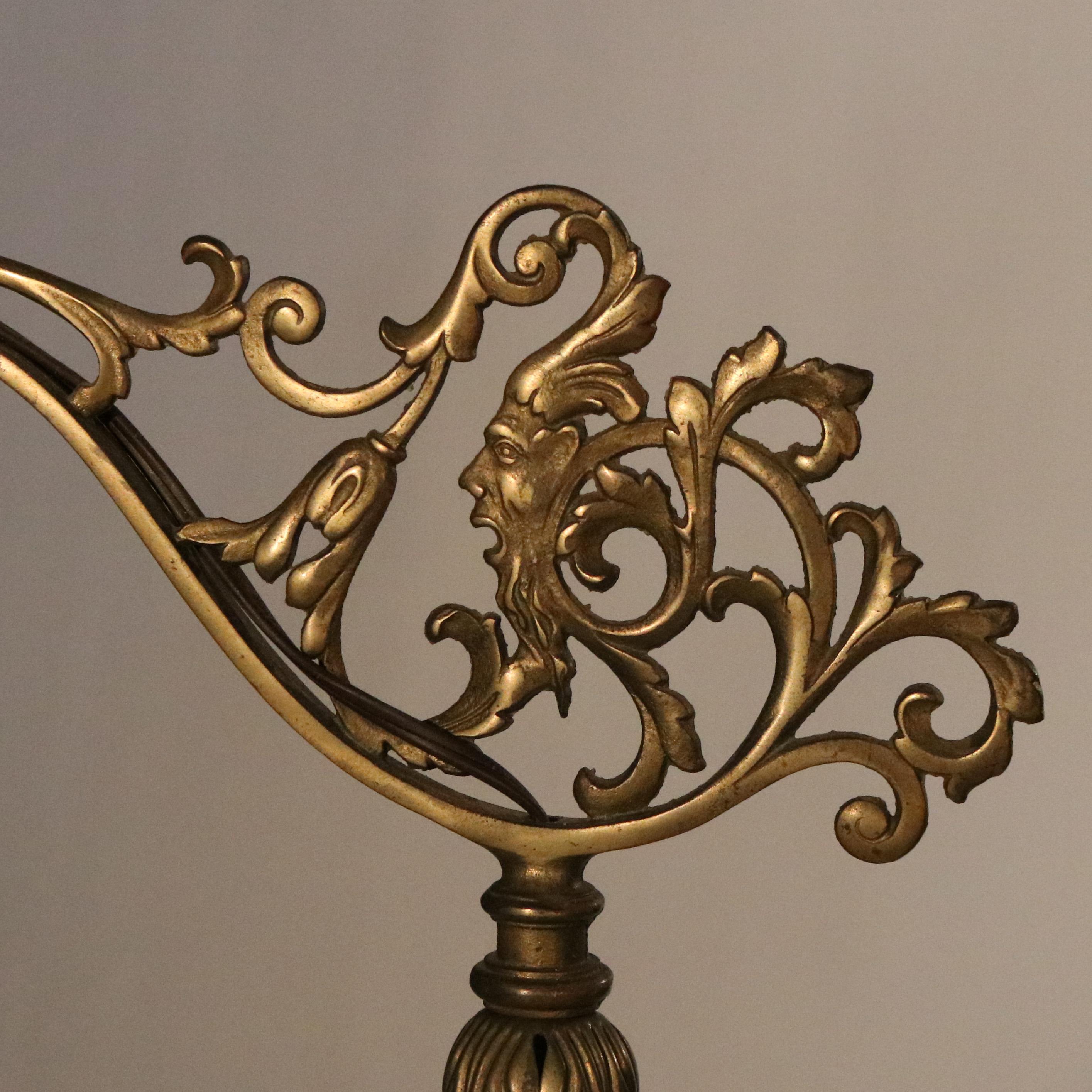 Antique Arts & Crafts Figural Rembrandt Gilt Metal & Onyx Floor Lamp c1920  3