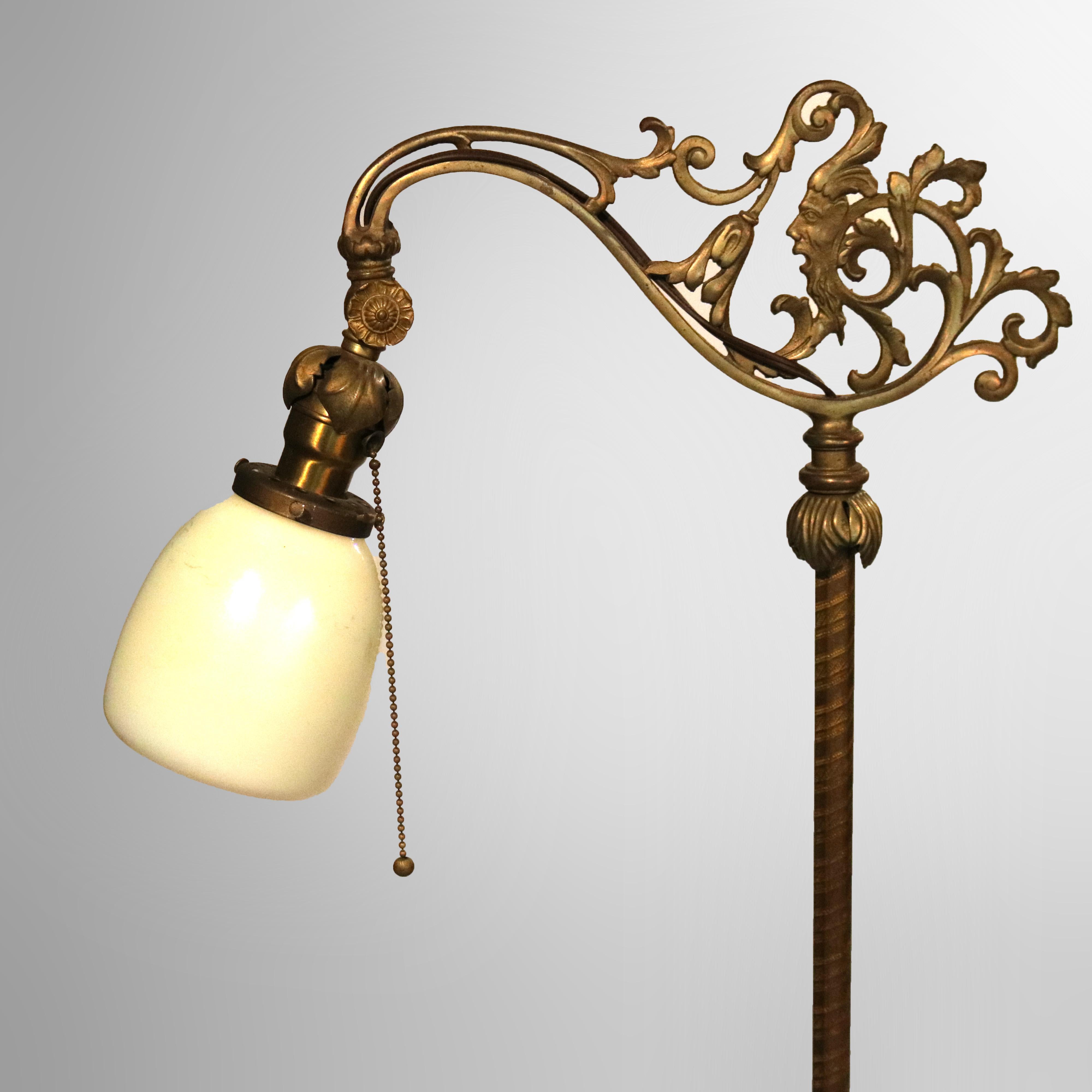 Arts and Crafts Antique Arts & Crafts Figural Rembrandt Gilt Metal & Onyx Floor Lamp c1920