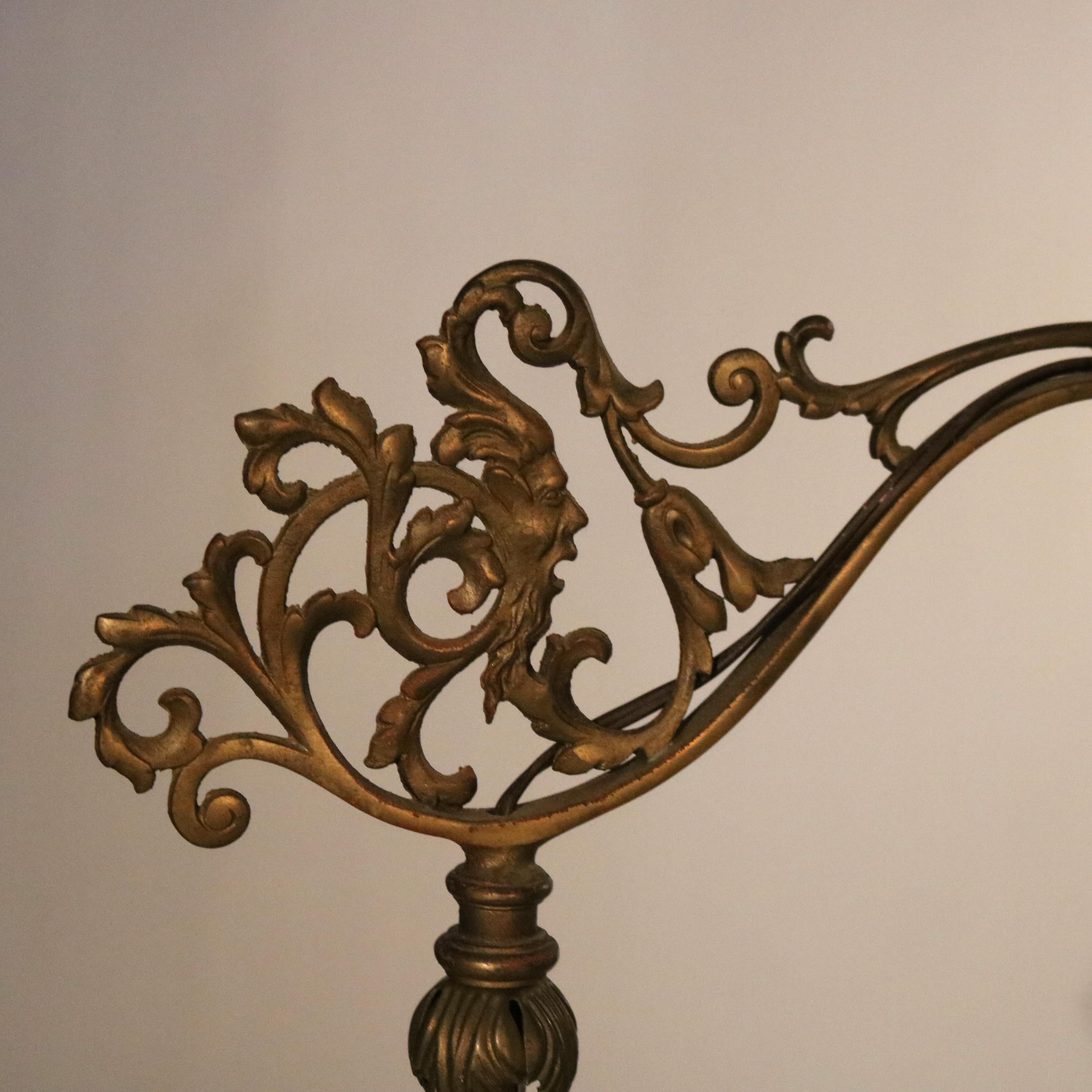 Antique Arts & Crafts Figural Rembrandt Gilt Metal & Onyx Floor Lamp c1920 1