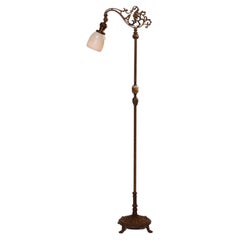 Antique Arts & Crafts Figural Rembrandt Gilt Metal & Onyx Floor Lamp c1920