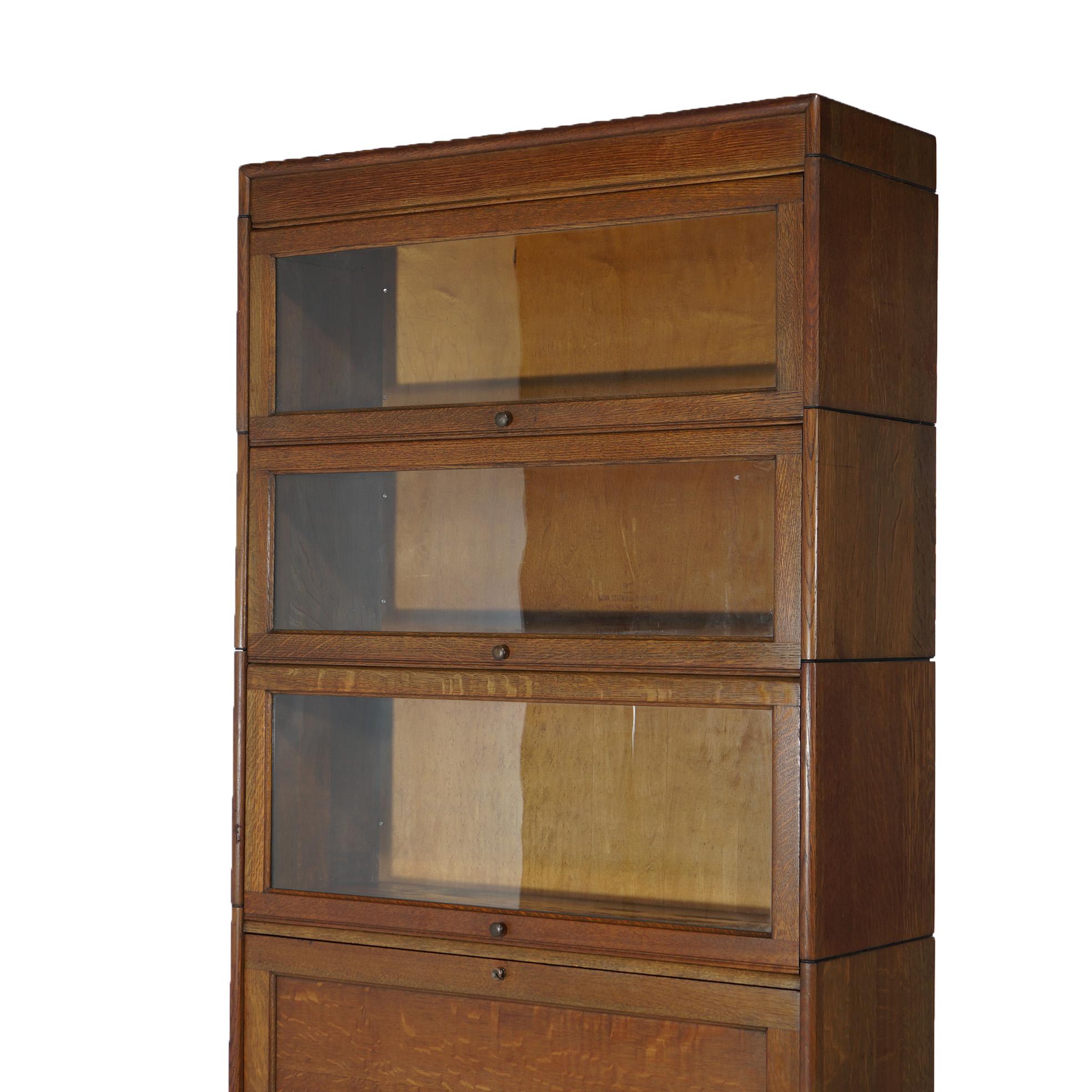 Antique Arts &Crafts Five-Stack Oak Barrister Bookcase Secretary C1910 For Sale 2