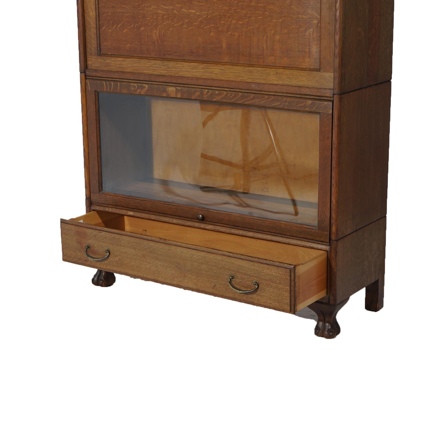Antique Arts &Crafts Five-Stack Oak Barrister Bookcase Secretary C1910 For Sale 6