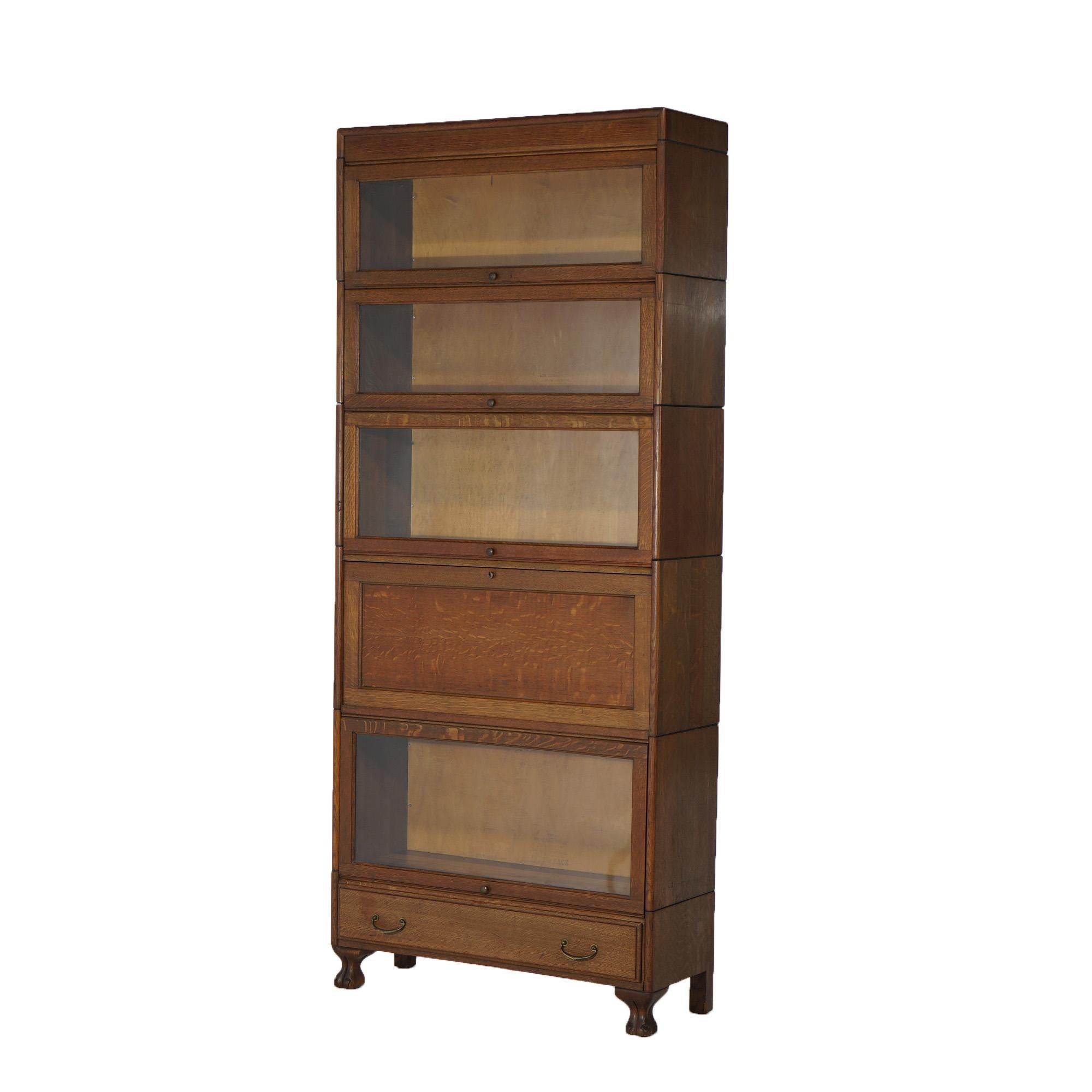 Antique Arts &Crafts Five-Stack Oak Barrister Bookcase Secretary C1910 6