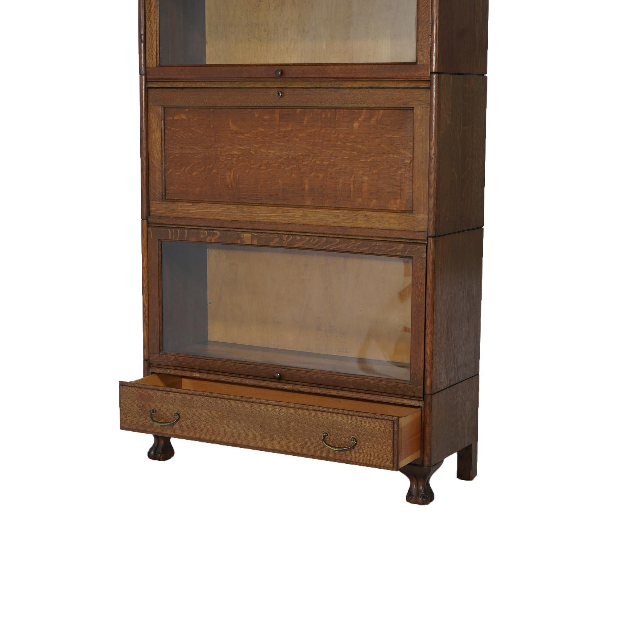 Antique Arts &Crafts Five-Stack Oak Barrister Bookcase Secretary C1910 For Sale 7