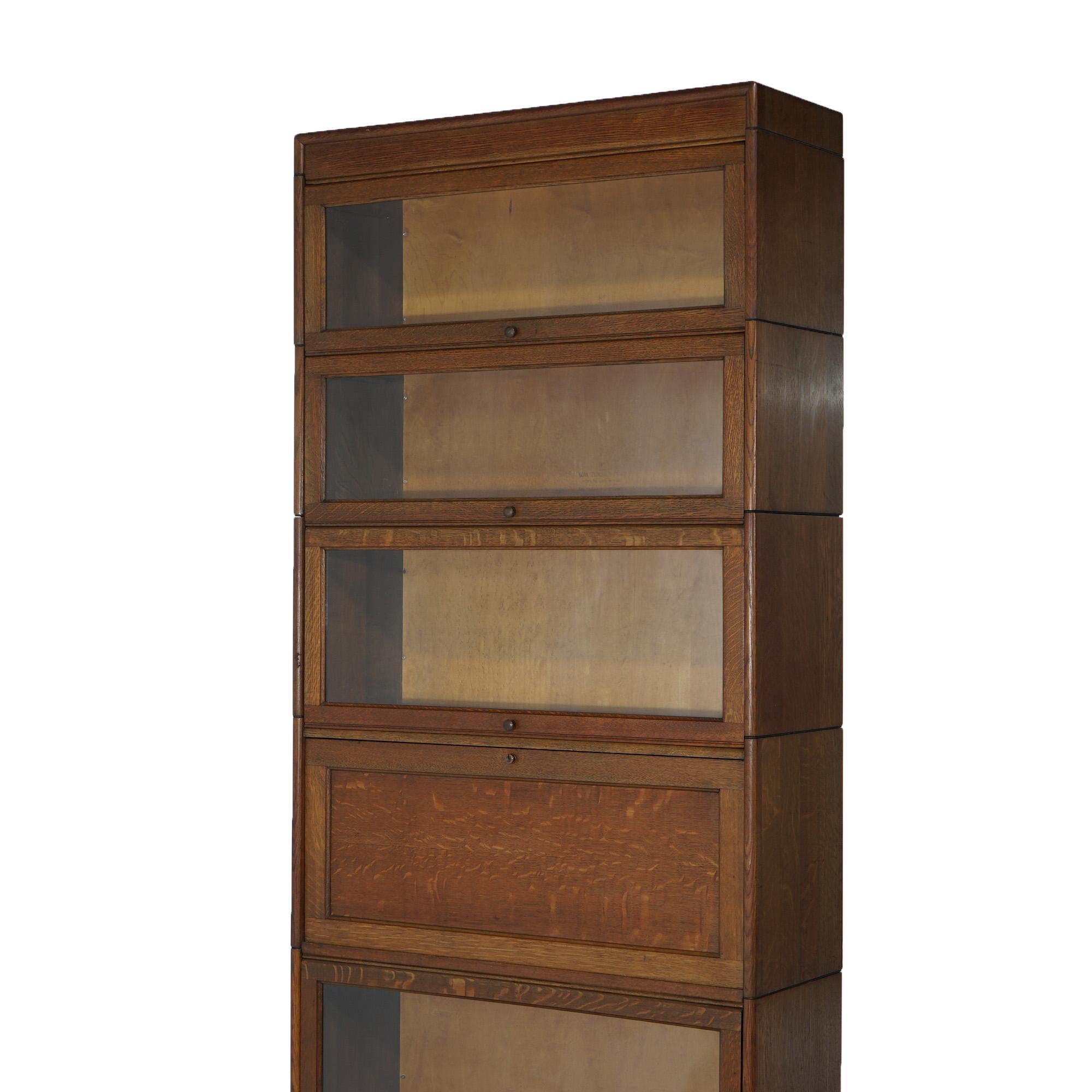 Antique Arts &Crafts Five-Stack Oak Barrister Bookcase Secretary C1910 For Sale 9