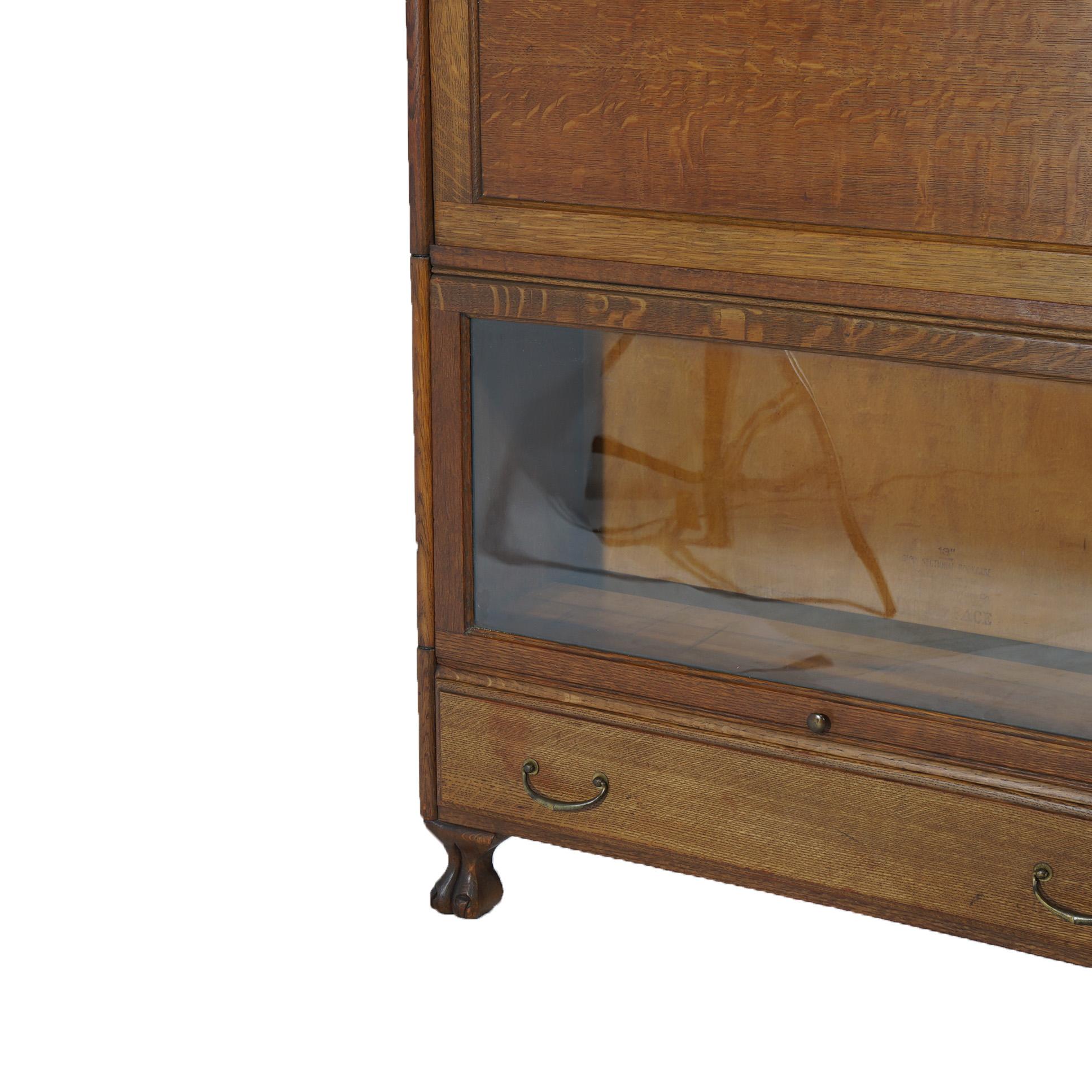 American Antique Arts &Crafts Five-Stack Oak Barrister Bookcase Secretary C1910