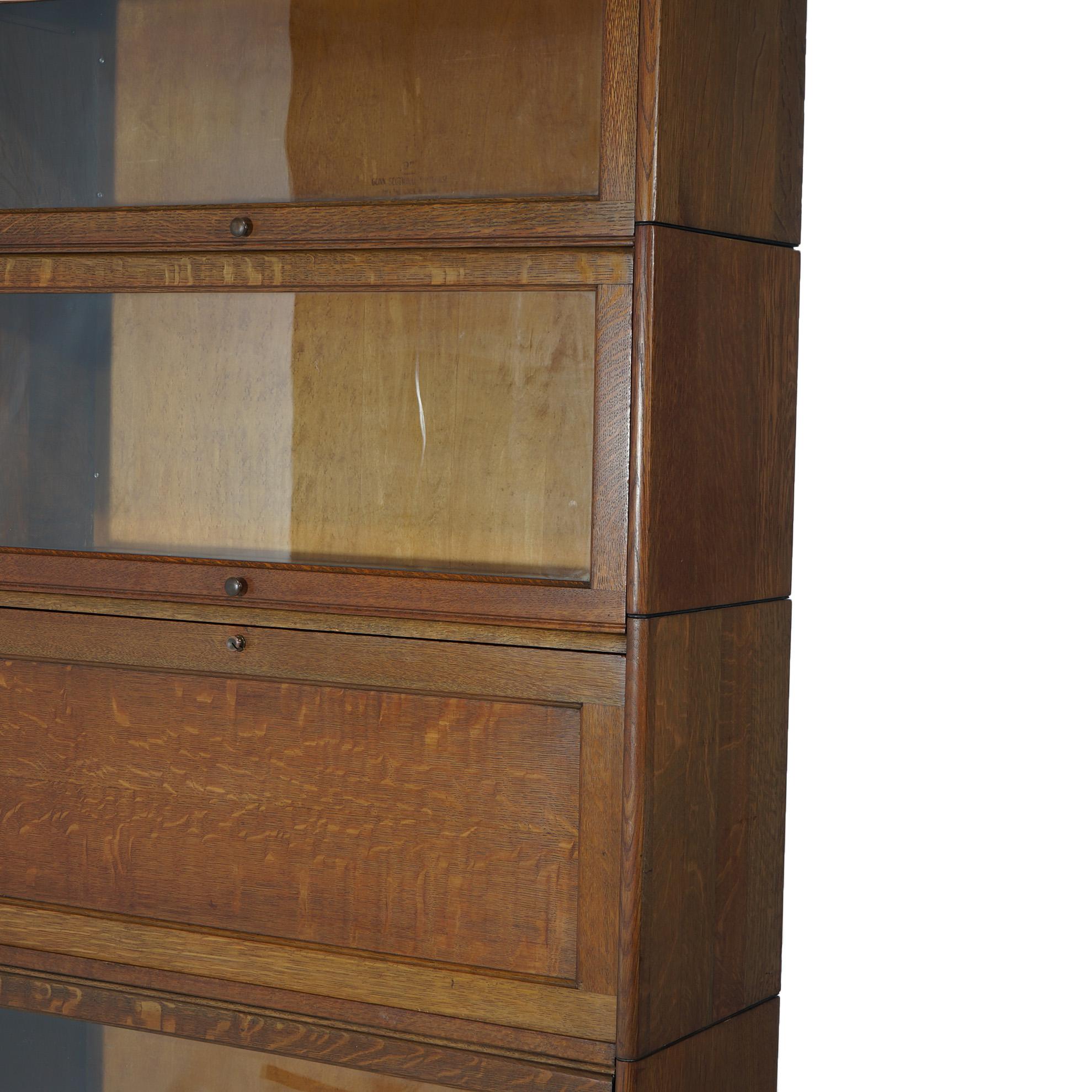 20th Century Antique Arts &Crafts Five-Stack Oak Barrister Bookcase Secretary C1910 For Sale