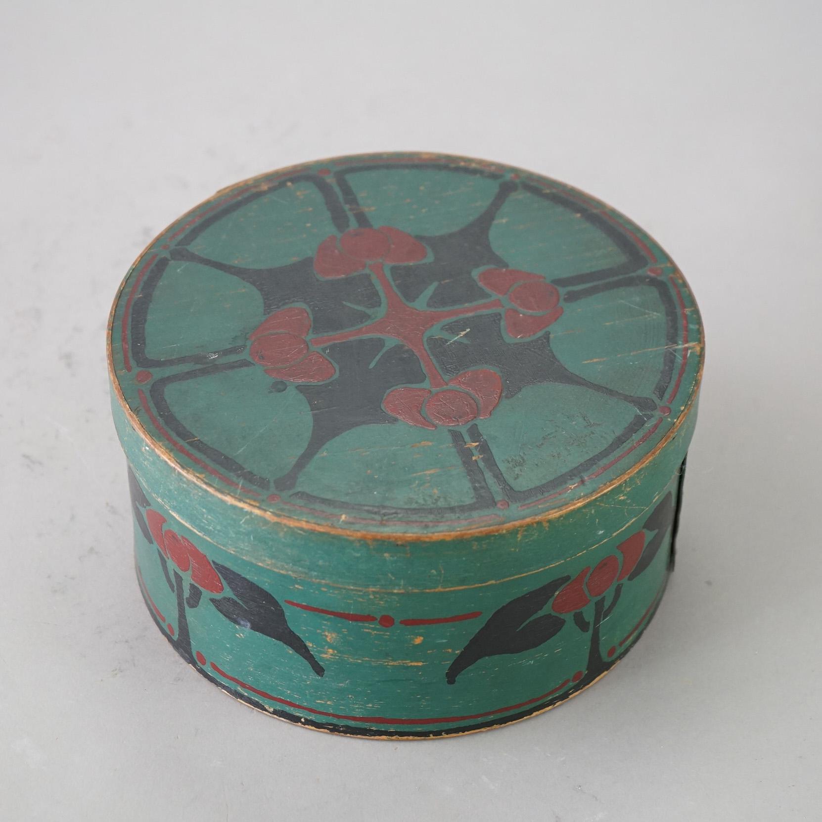 Antique Arts & Crafts Folk Art Painted Pantry Box with Stylized Floral Design 19thC

Measures - 4 1/4