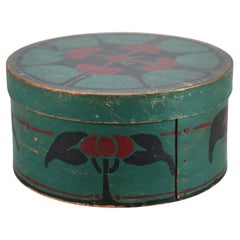 Antique Arts & Crafts Folk Art Painted Pantry Box with Stylized Flowers 19thC