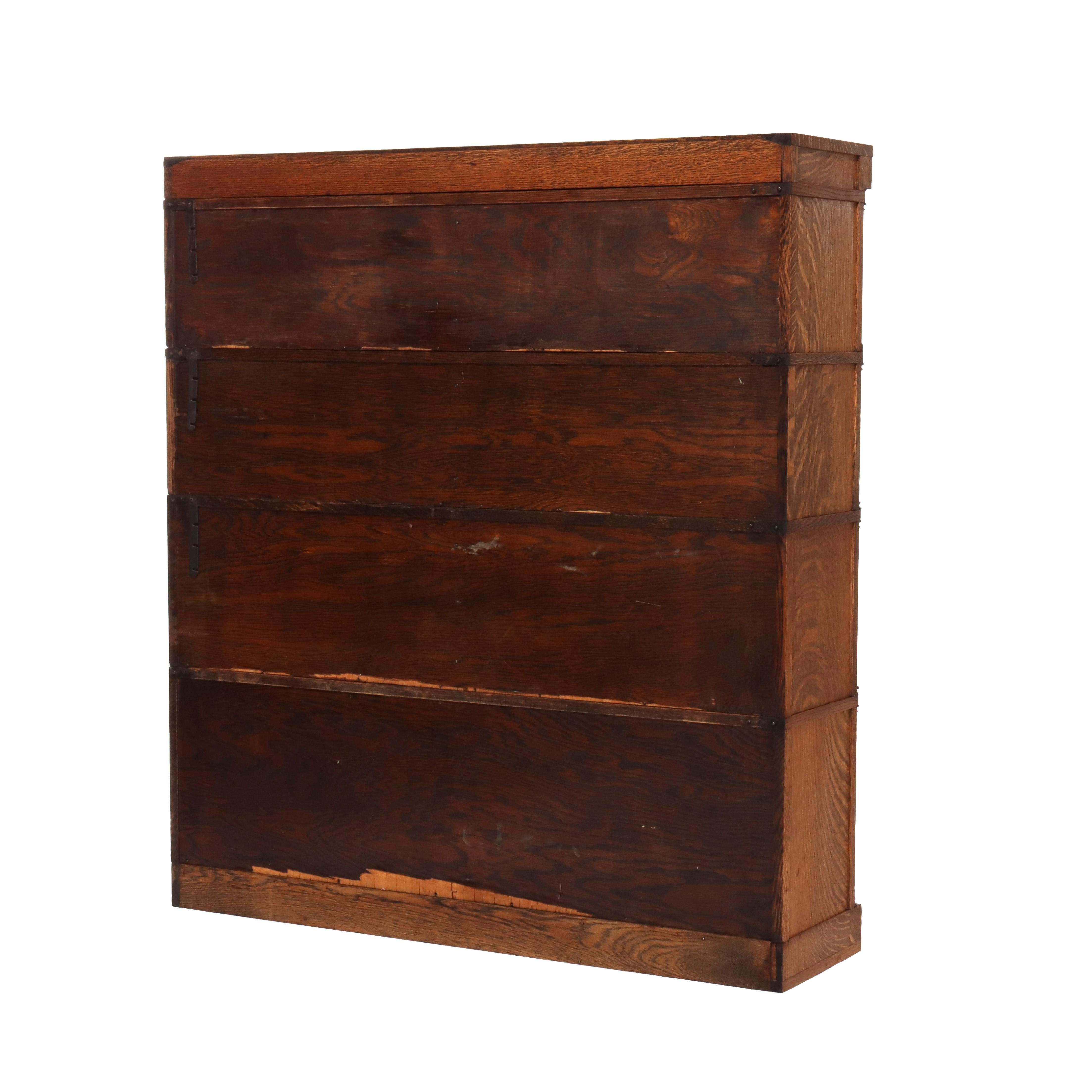 Antique Arts & Crafts Four-Stack Oak Barrister Bookcase C1910 For Sale 5
