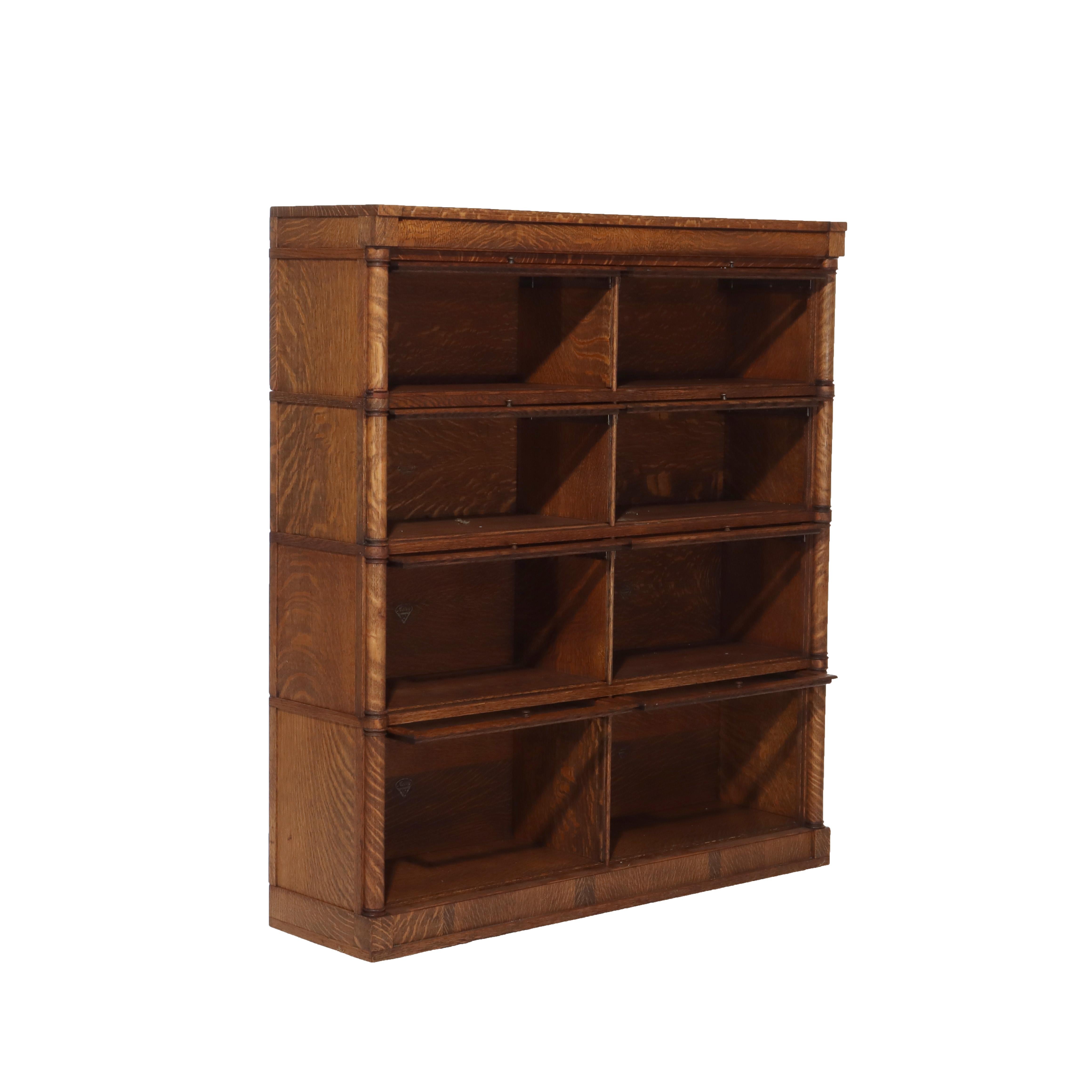 Antique Arts & Crafts Four-Stack Oak Barrister Bookcase C1910 For Sale 6