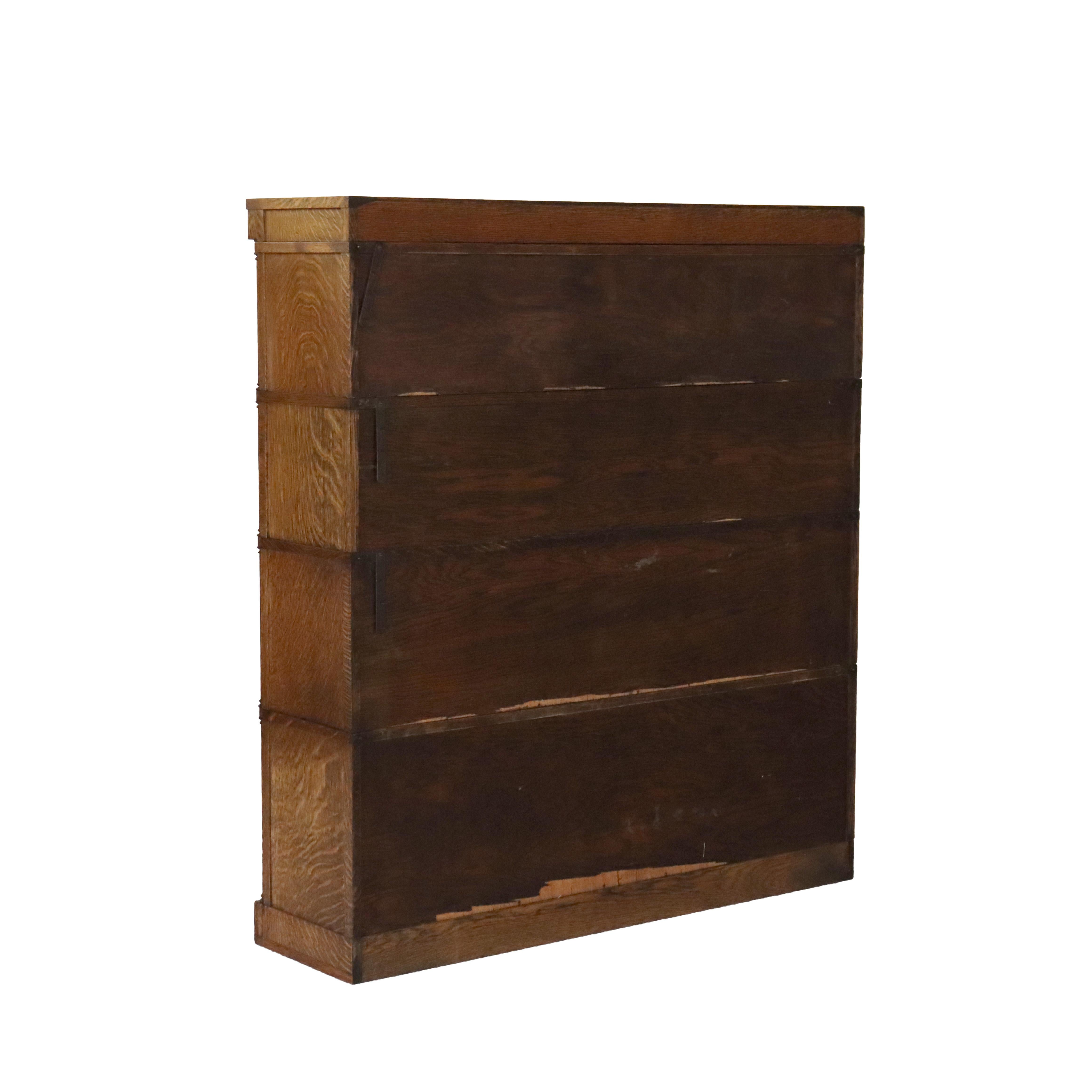 Antique Arts & Crafts Four-Stack Oak Barrister Bookcase C1910 For Sale 1