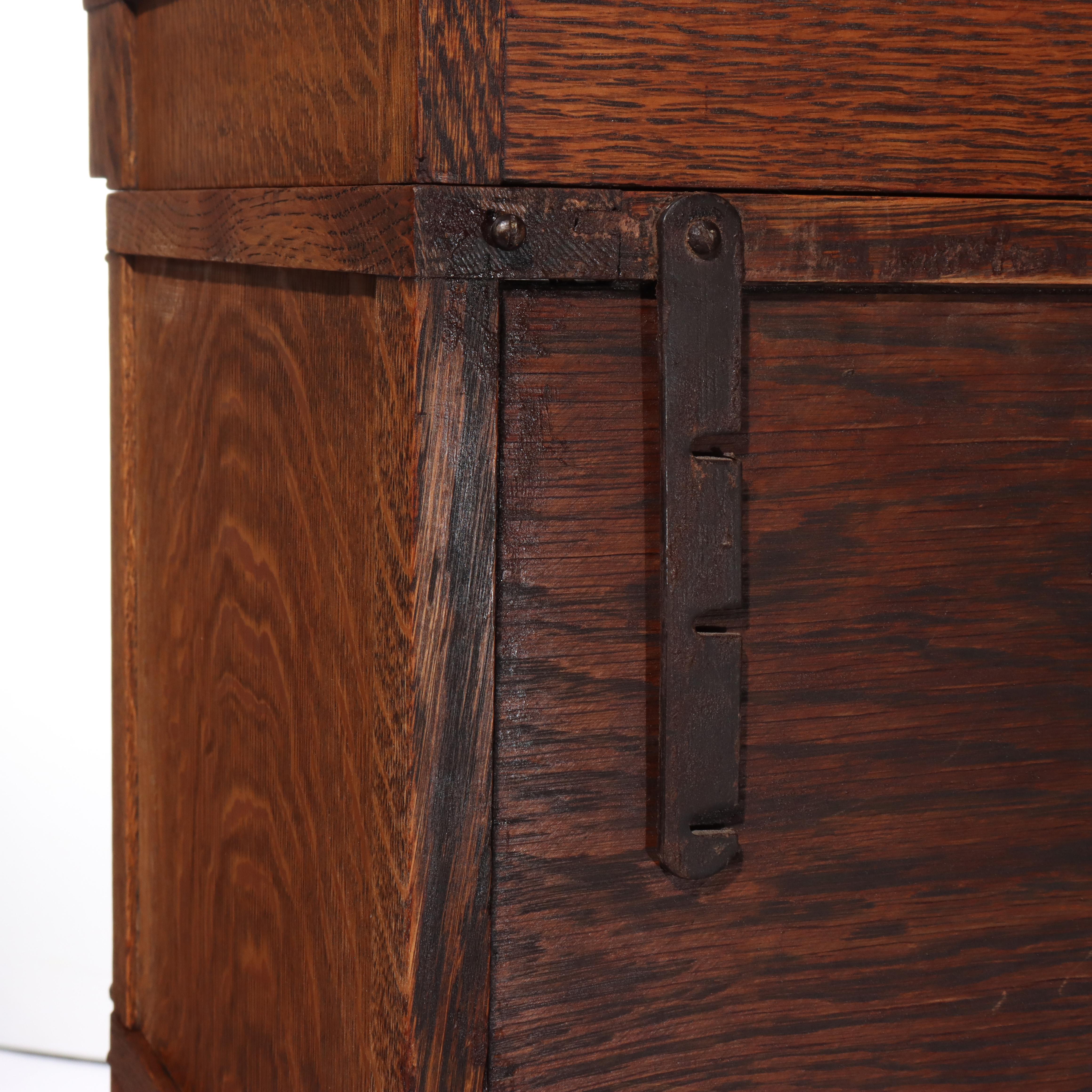 Antique Arts & Crafts Four-Stack Oak Barrister Bookcase C1910 For Sale 2