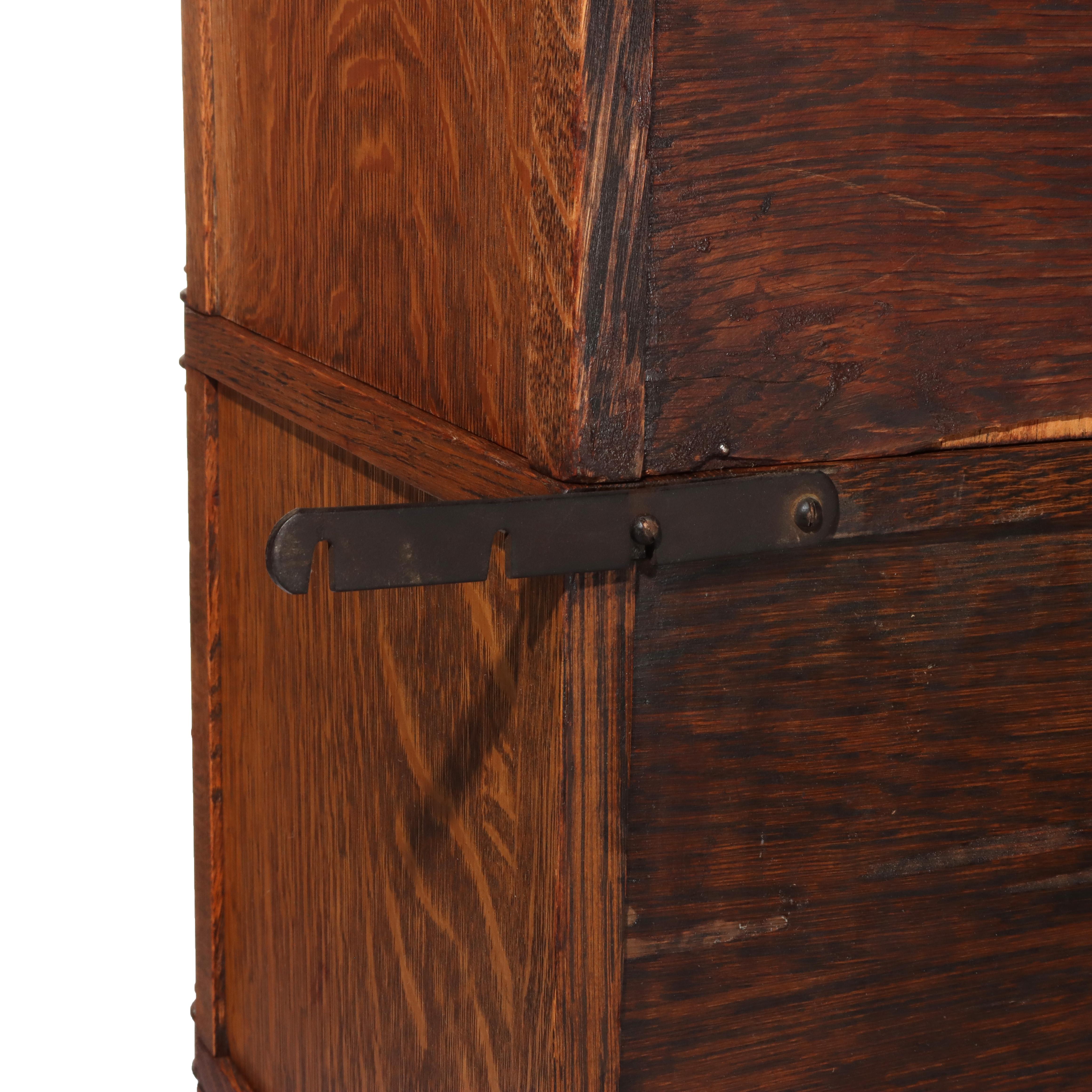 Antique Arts & Crafts Four-Stack Oak Barrister Bookcase C1910 For Sale 3