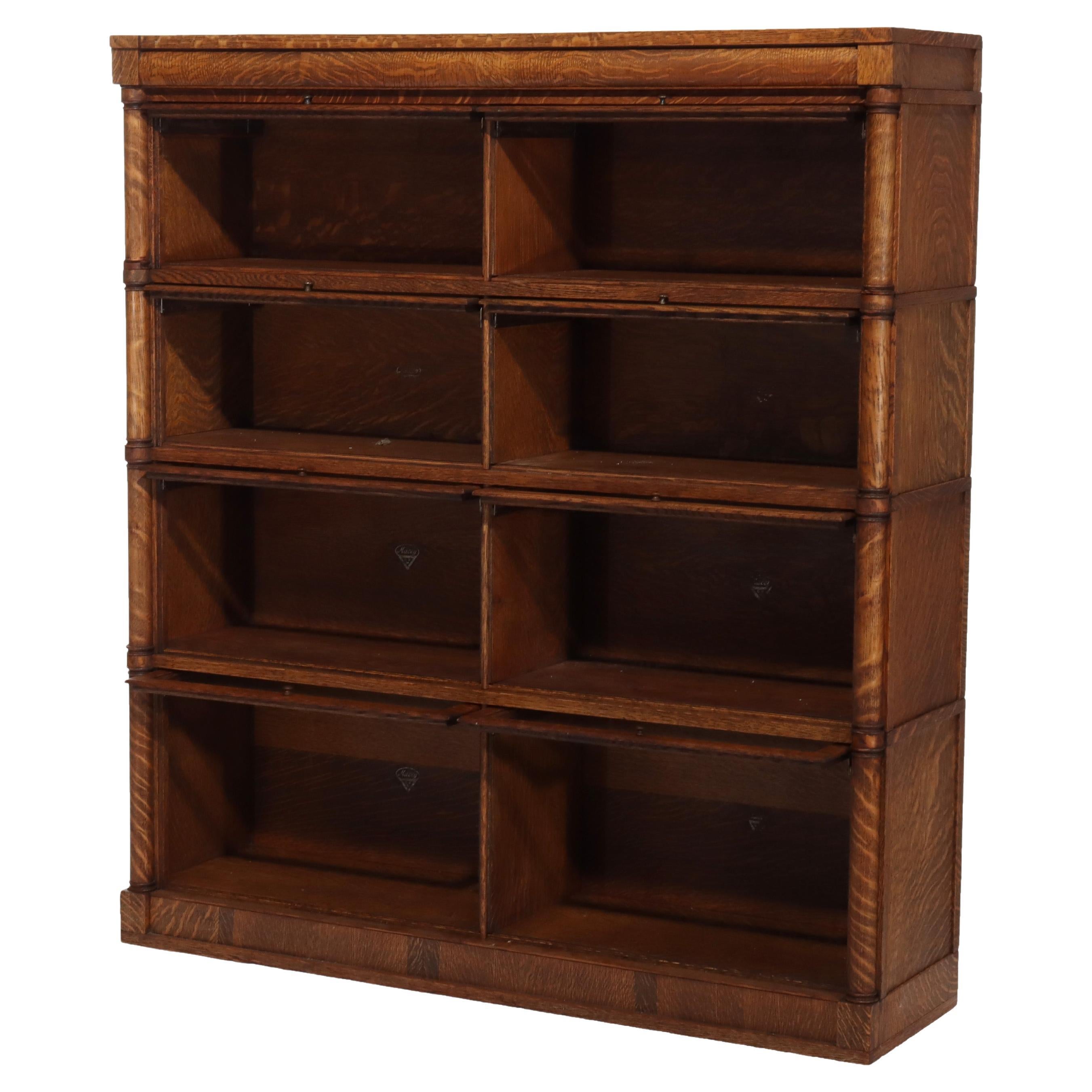 Antique Arts & Crafts Four-Stack Oak Barrister Bookcase C1910 For Sale