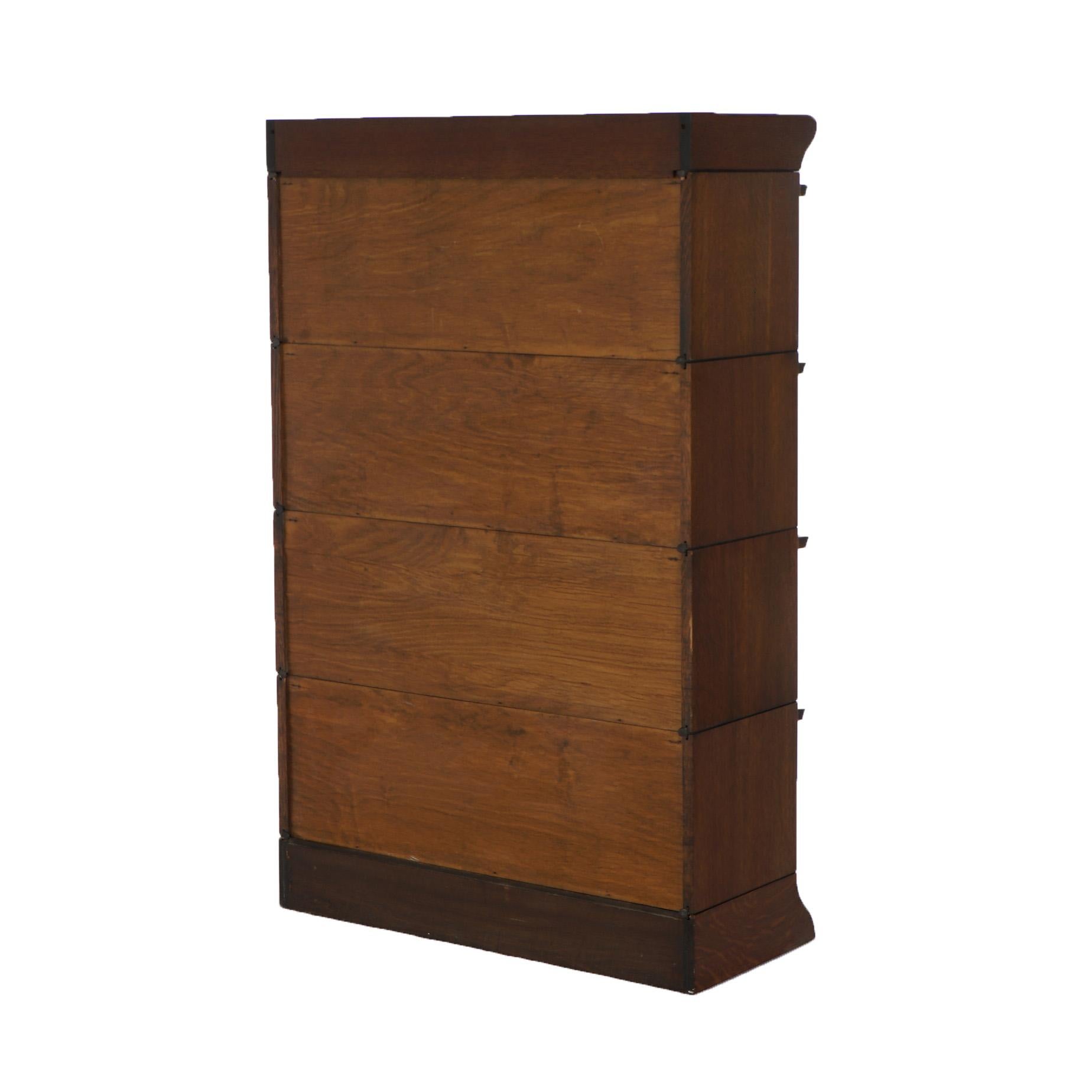 Antique Arts & Crafts Four-Stack Oak Barrister Bookcase C1920 For Sale 8