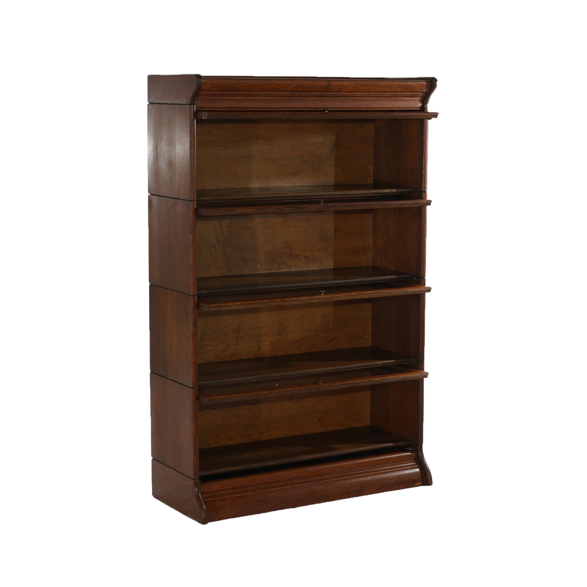 Arts and Crafts Antica libreria a quattro ripiani in Oak Barrister C1920 in vendita