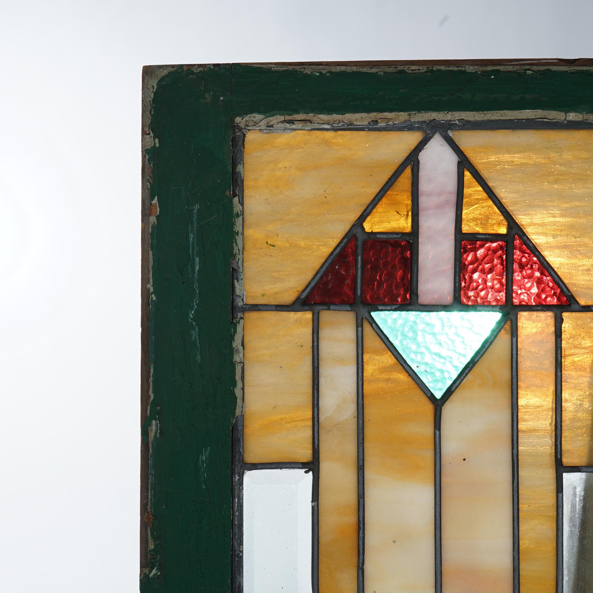 Arts and Crafts Antique Arts & Crafts Frank Lloyd Wright School Leaded Stained Glass Window
