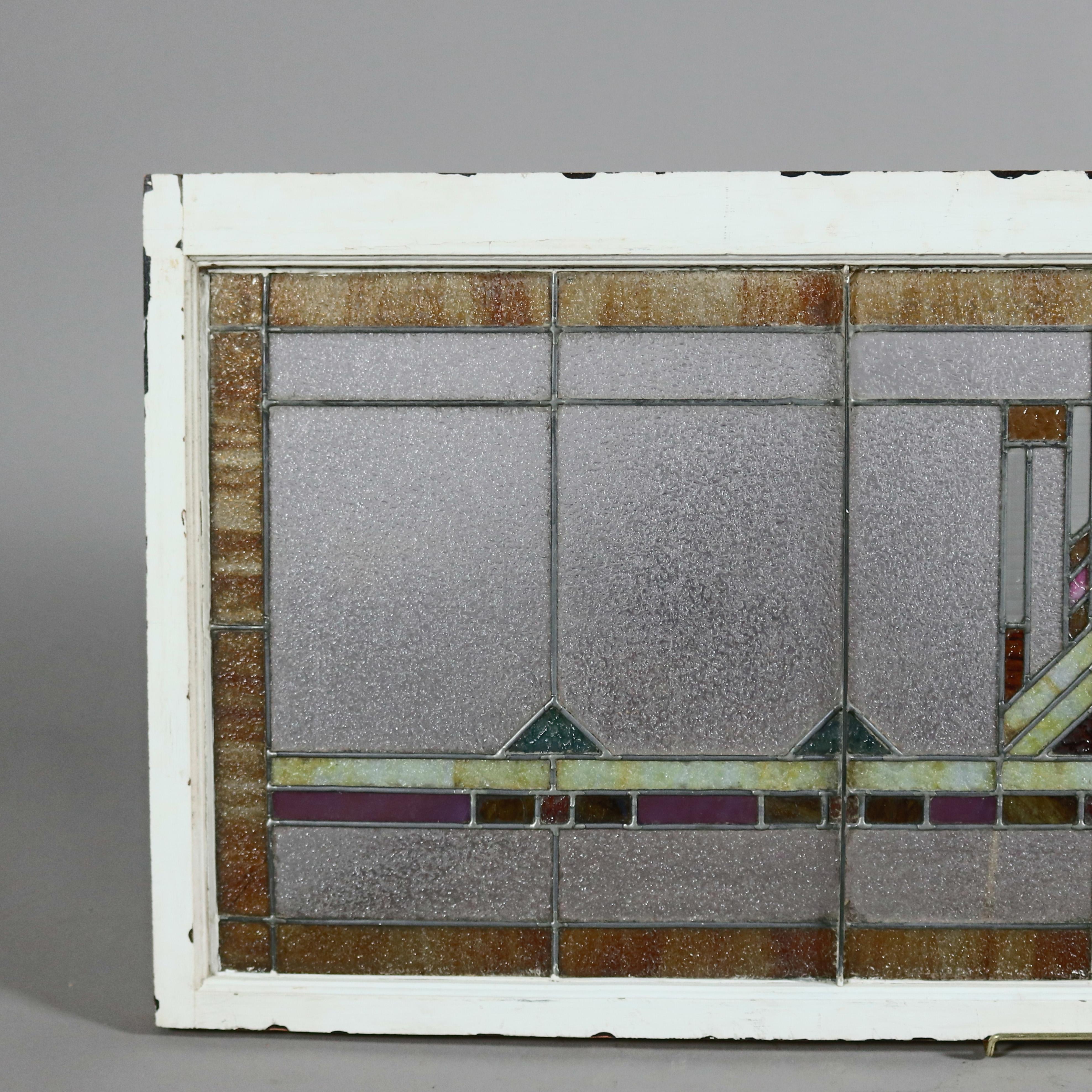 Arts and Crafts Antique Arts & Crafts Frank Lloyd Wright Style Leaded Stained Glass Window