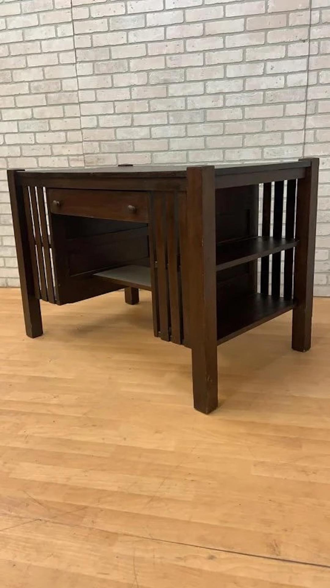 American Antique Arts & Crafts Oak Mission Desk