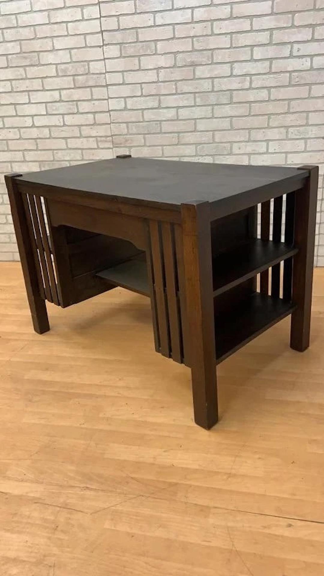Antique Arts & Crafts Oak Mission Desk 3
