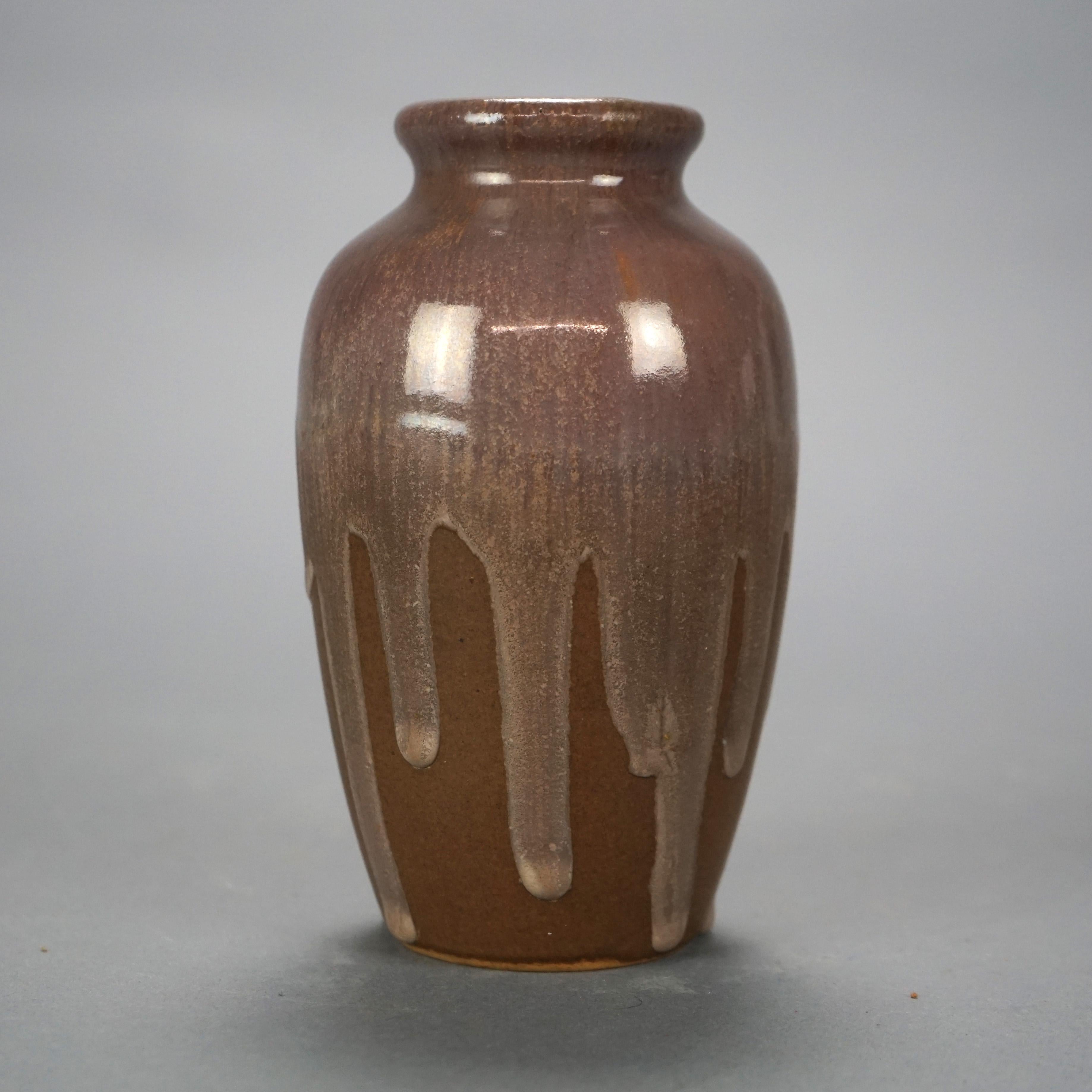 Antique Arts & Crafts Fulper Art Pottery Drip-Glaze Vase, circa 1930 In Good Condition In Big Flats, NY