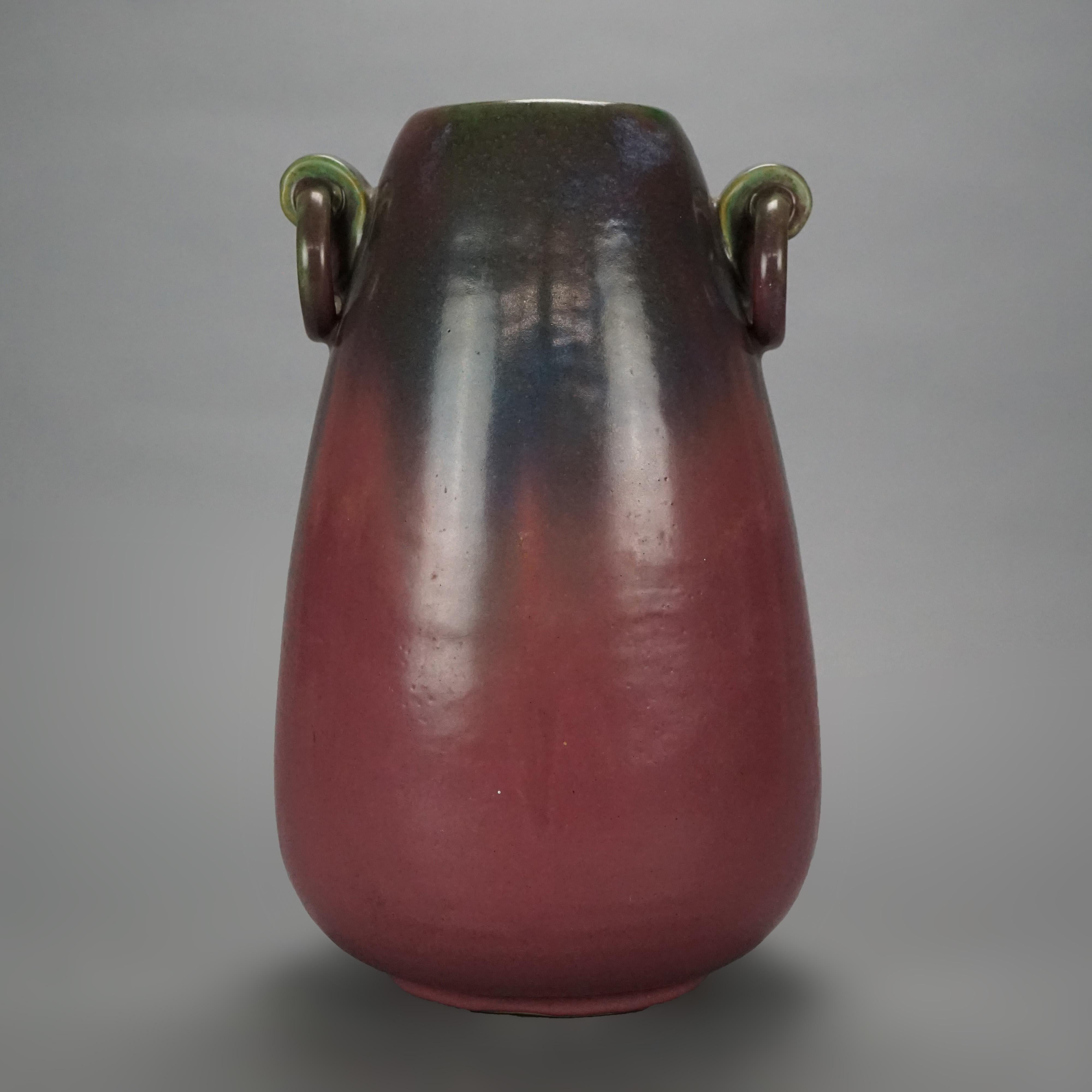 Arts and Crafts Antique Arts & Crafts Fulper Art Pottery Vase with Ring Handles Circa 1920