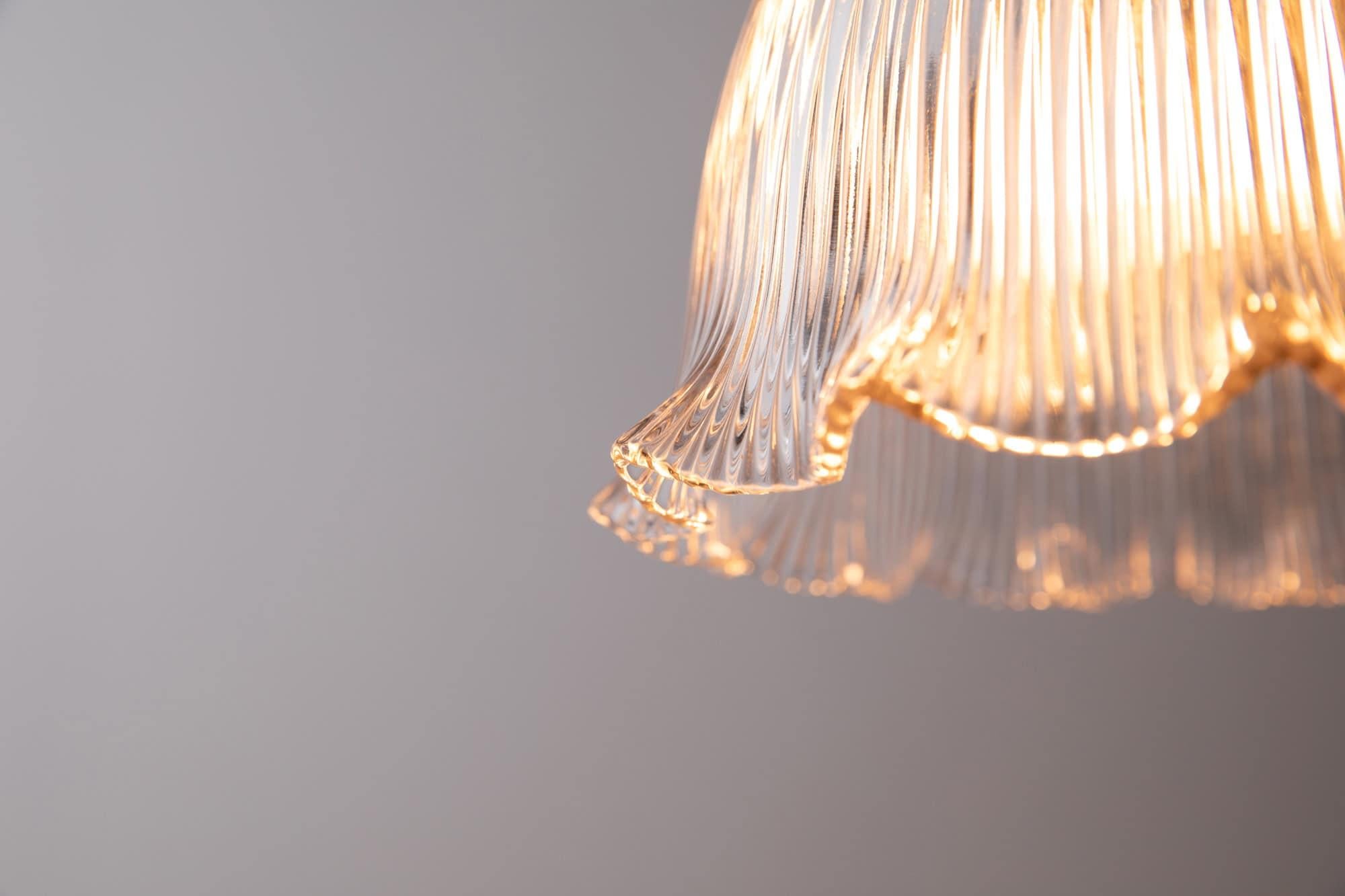 Antique Arts & Crafts GEC Brass Holophane Glass Ceiling Light Lamp, C.1930 For Sale 1