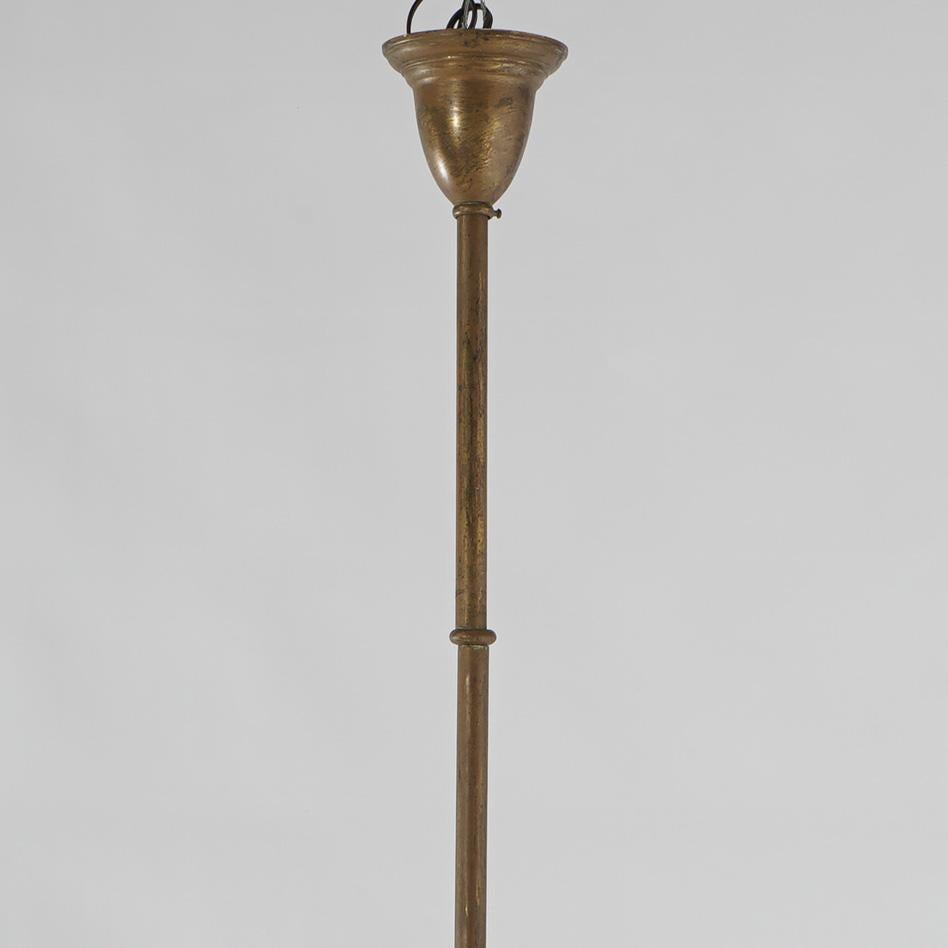Suspension à trois lumières en métal doré Arte Craft Circa 1910 Bon état - En vente à Big Flats, NY