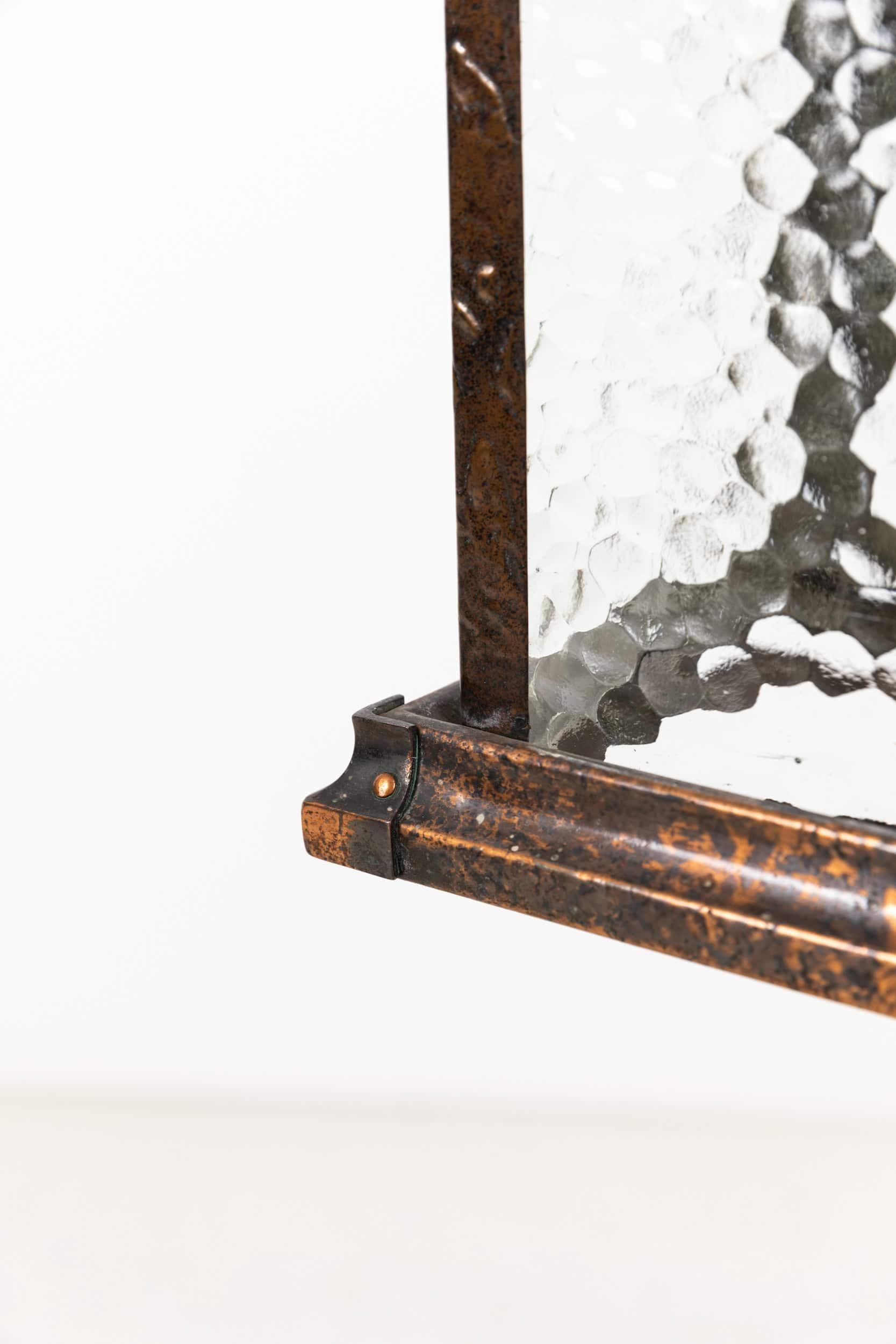 Antique Arts & Crafts Glazed Copper GEC Porch/Hall Lantern Light Lamp C.1920 For Sale 1